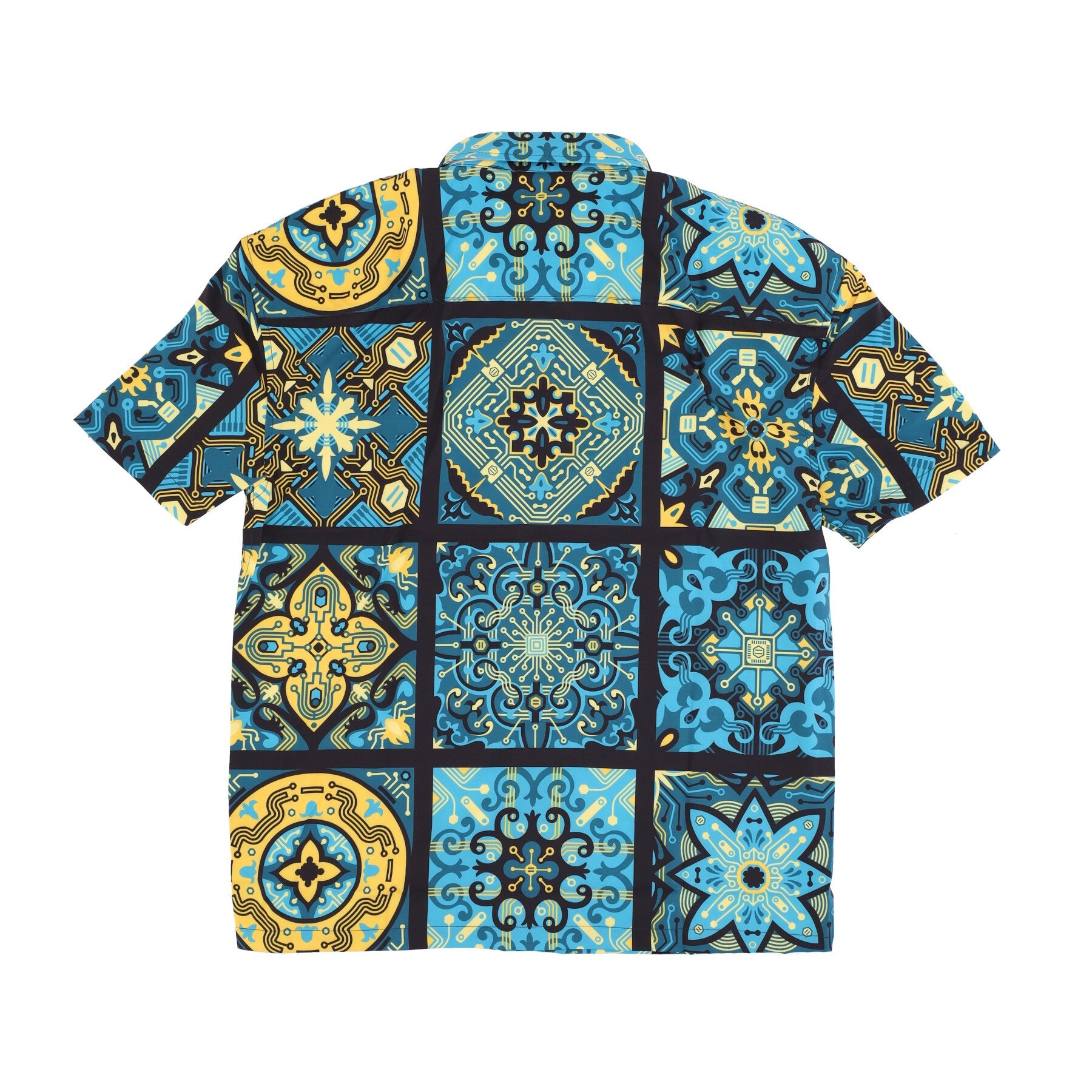 Men's Short Sleeve Shirt Maioliche Blue Pattern Oversize Shirt Multi