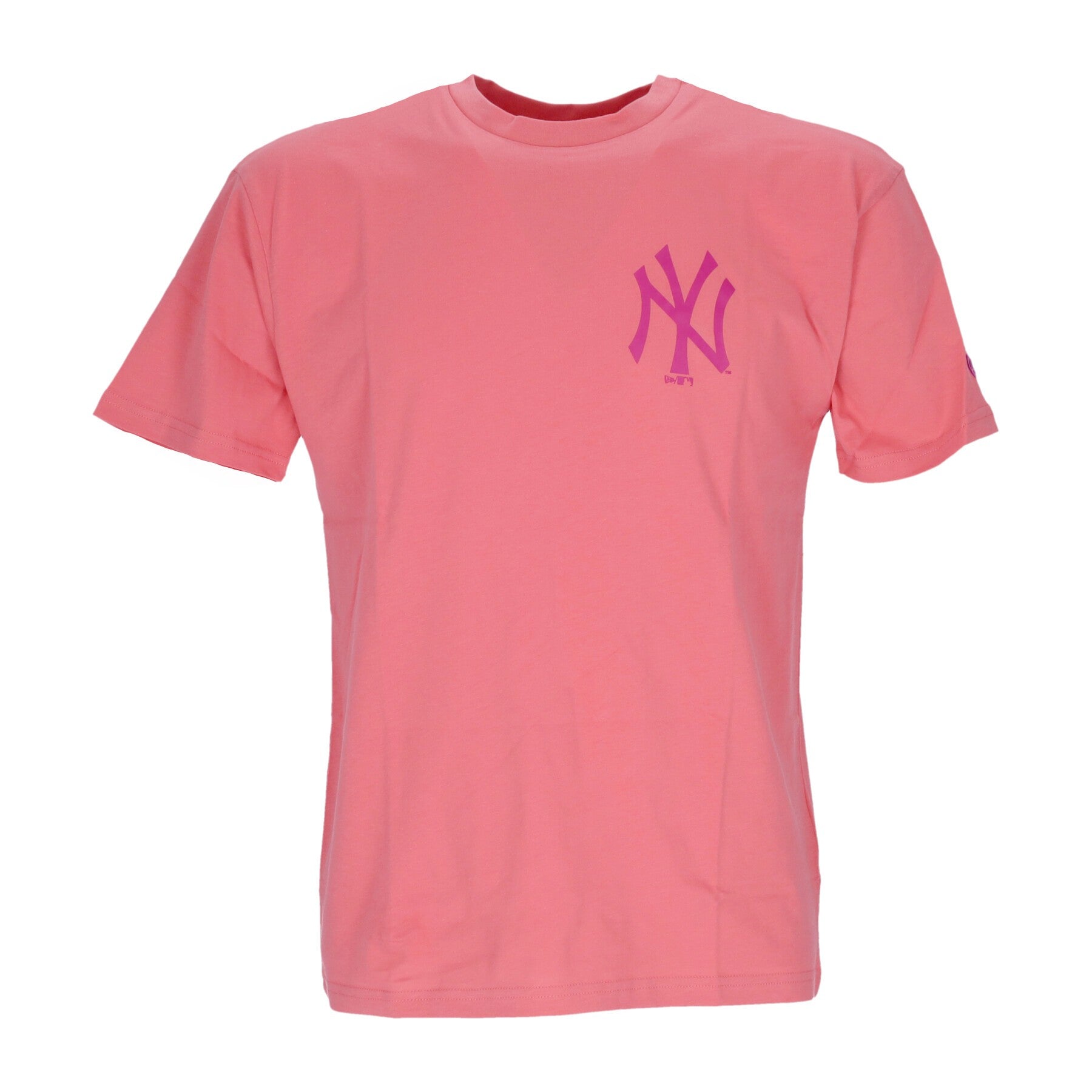 New Era, Maglietta Uomo Mlb League Essential Oversized Tee Neyyan, Pink Coral/peek Purple