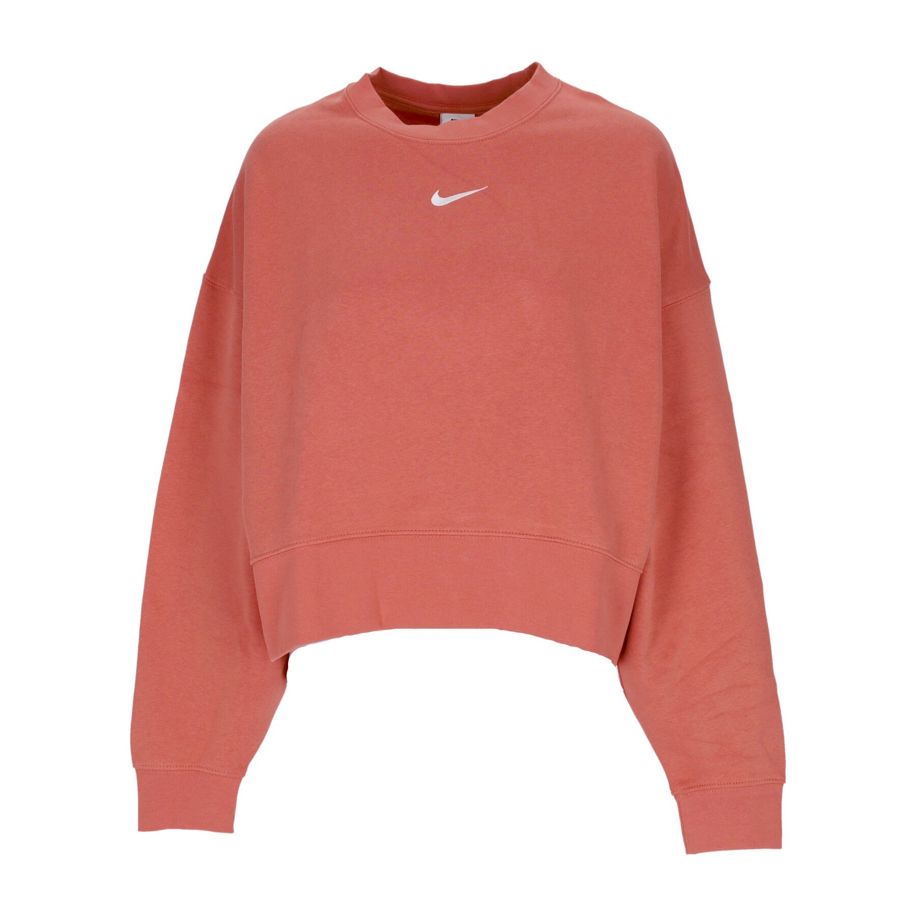 Nike, Felpa Girocollo Donna Essentials Collection Fleece Oversize Crewneck, Madder Root/white