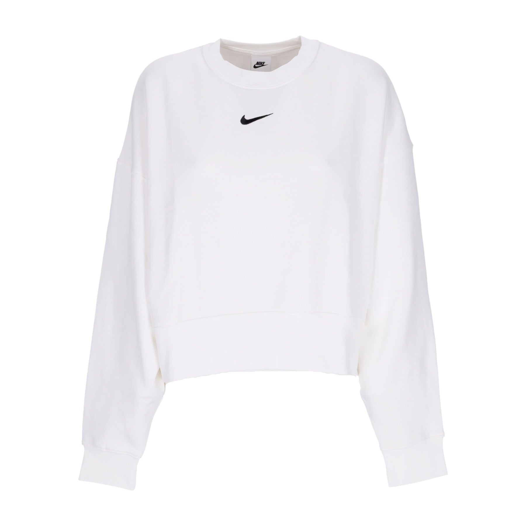 Felpa Girocollo Donna Essentials Collection Fleece Oversize Crewneck White/black