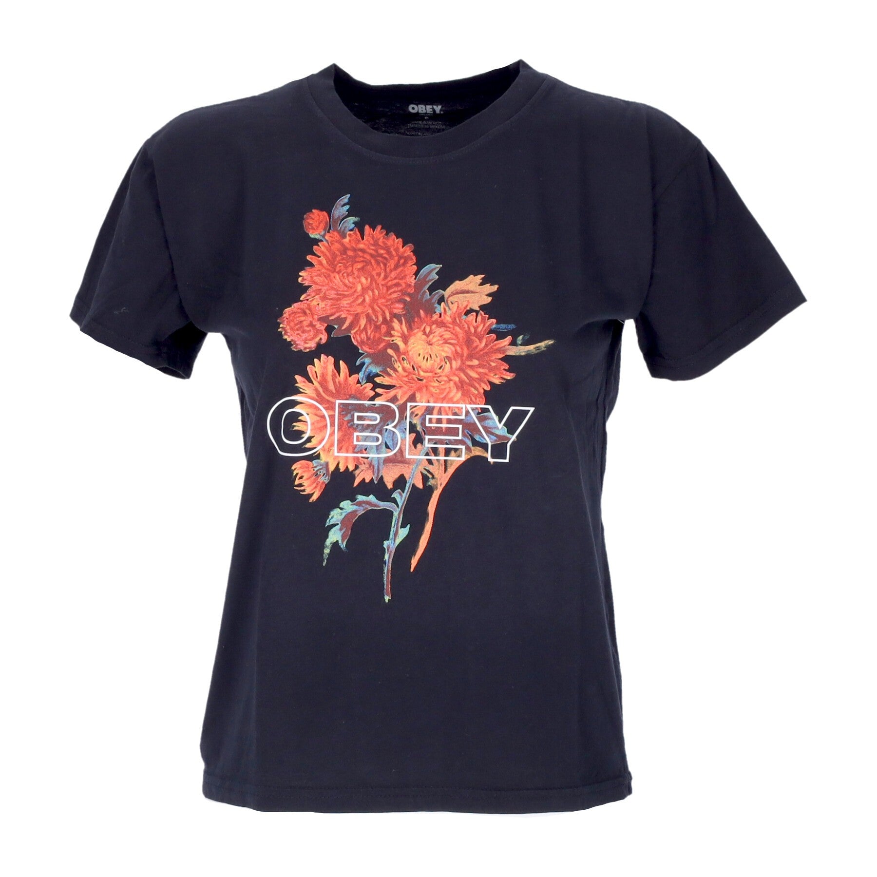 Obey, Maglietta Donna Bouquet Shepard Organic Vintage Tee, Off Black