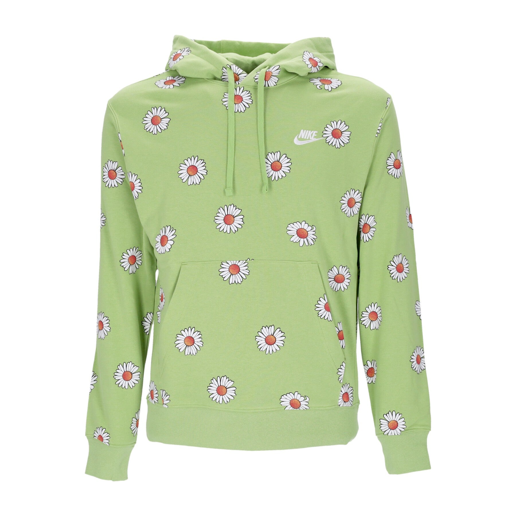 Felpa Leggera Cappuccio Uomo Sport Essentials+ French Terry All Over Print Hoodie Vivid Green/white