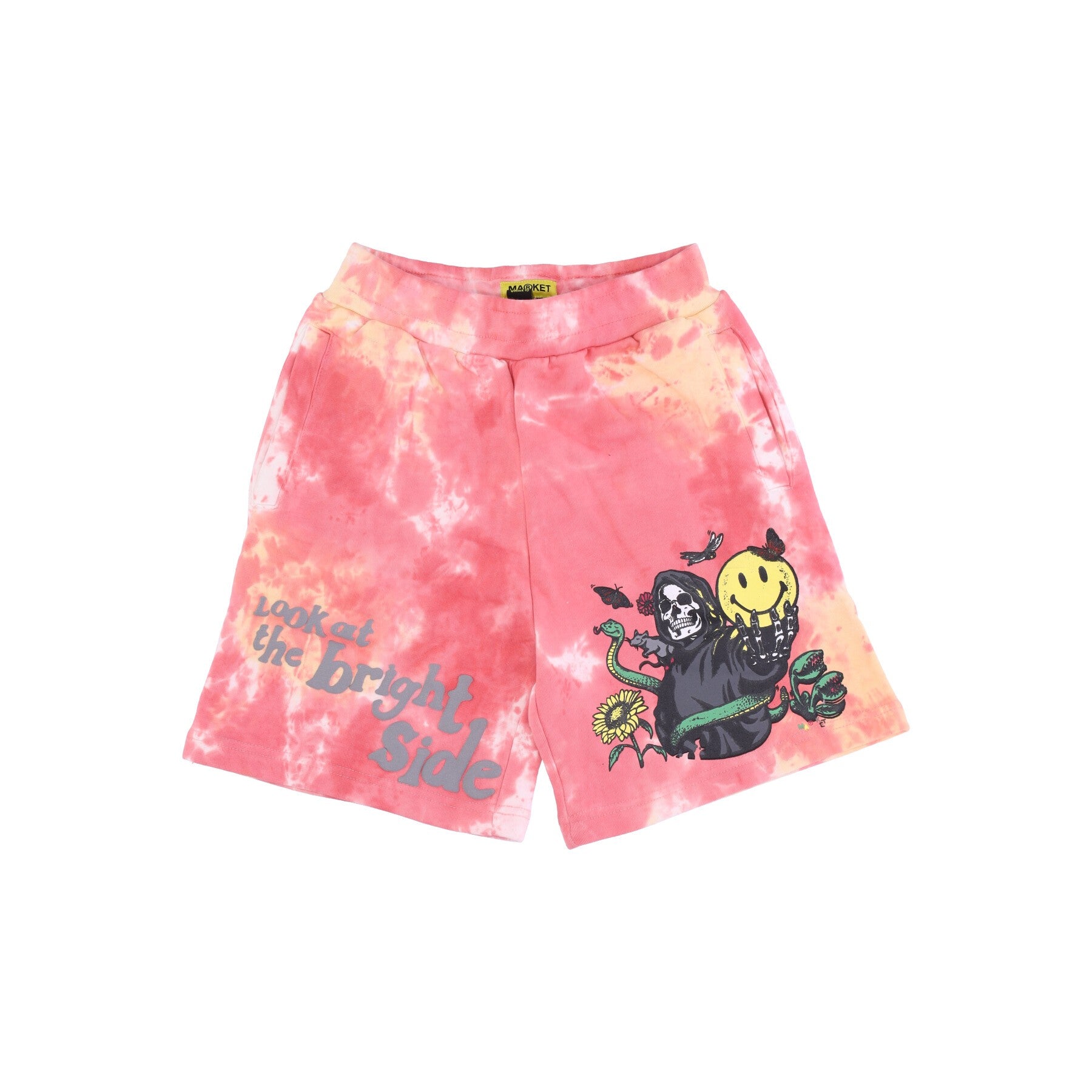 Market, Pantalone Corto Tuta Felpato Uomo Look At The Bright Side Sweatshorts X Smiley, Pink Tie Dye