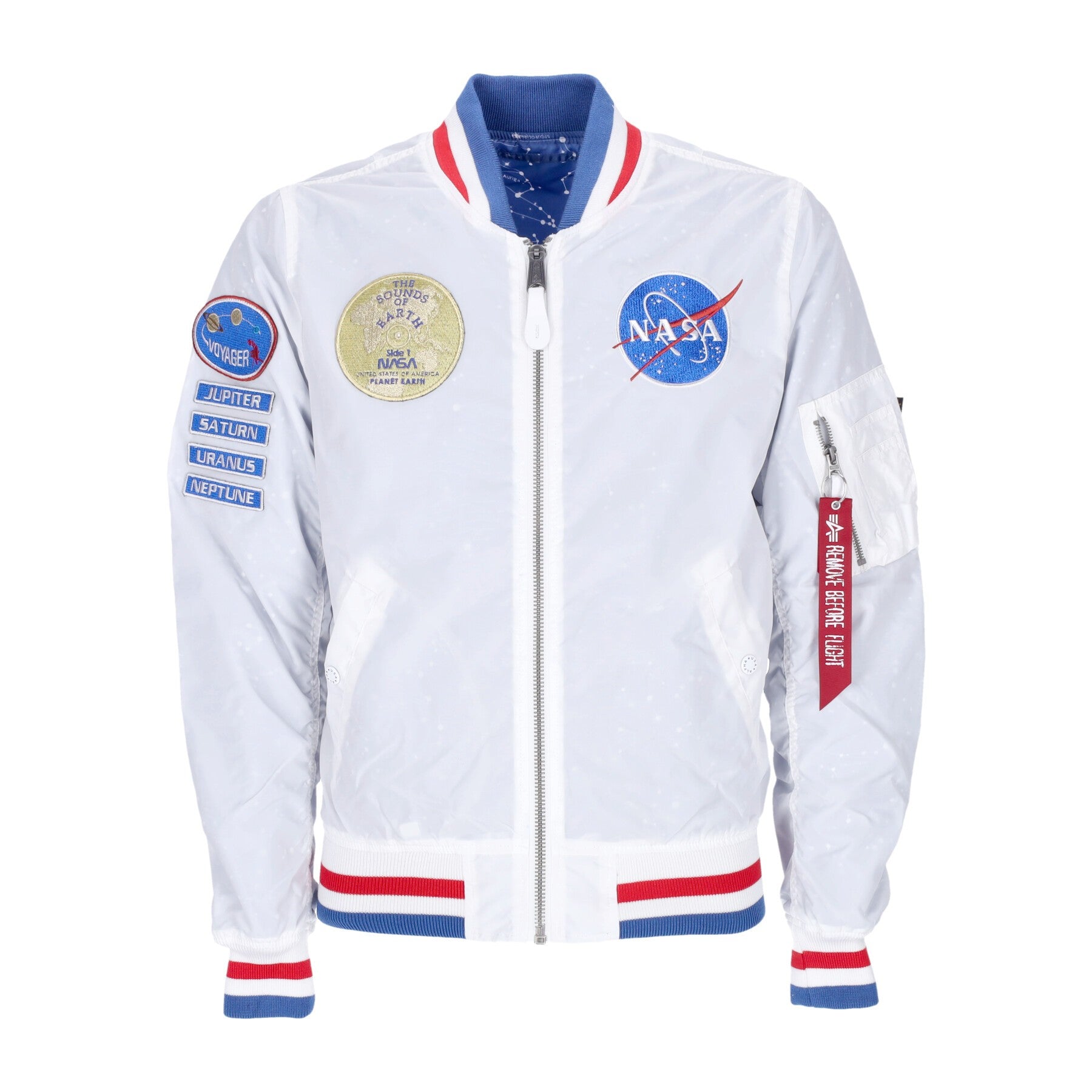 Ma-1 Nasa Voyager Wendejacke Weiße Herren-Bomberjacke