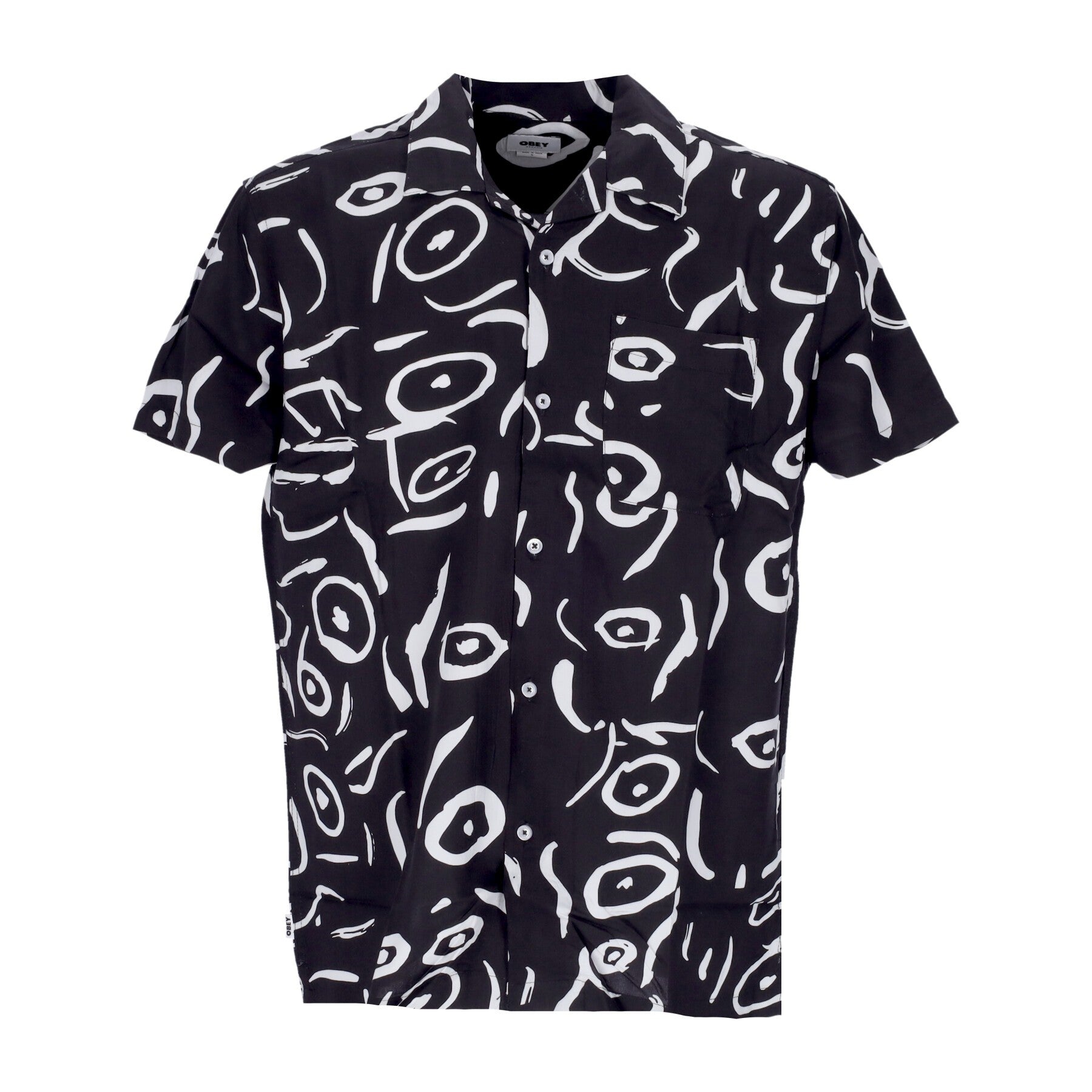 Camicia Manica Corta Uomo Scribbles Woven Shirt Black/multi