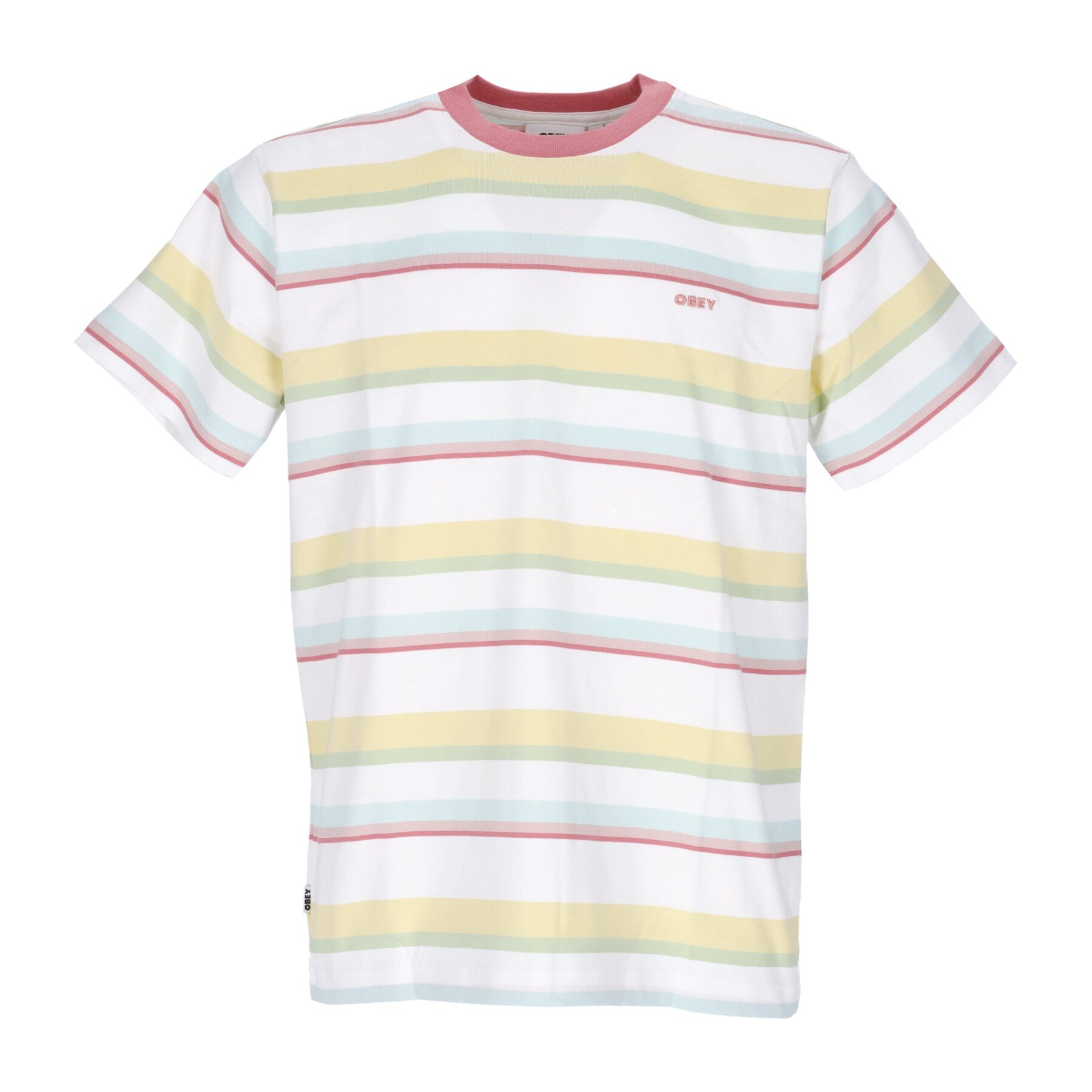 Obey, Maglietta Uomo Sava Stripe Tee, White/multi