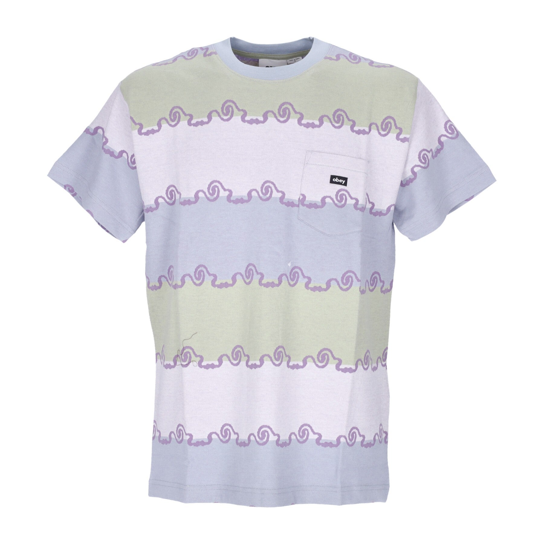 Obey, Maglietta Uomo Receptor Jacquard Pocket Tee, Opal Multi