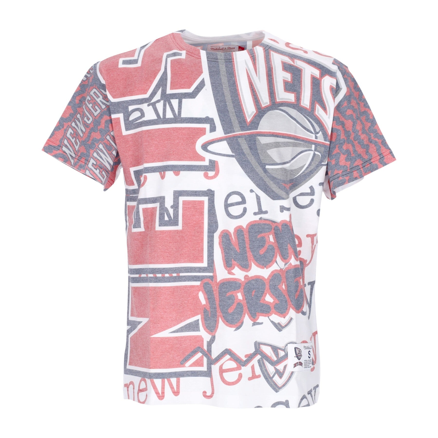 Mitchell & Ness, Maglietta Uomo Nba Jumbotron 2.0 Sublimated Tee Hardwood Classics Nejnet, White/original Team Colors