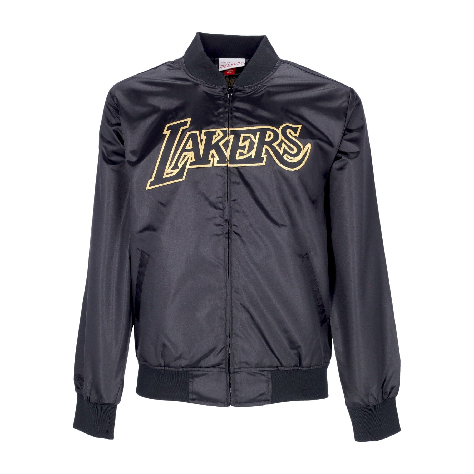 Mitchell & Ness, Giacchetta Uomo Nba Big Face 4.0 Satin Jacket Hardwood Classics Loslak, Black/original Team Colors