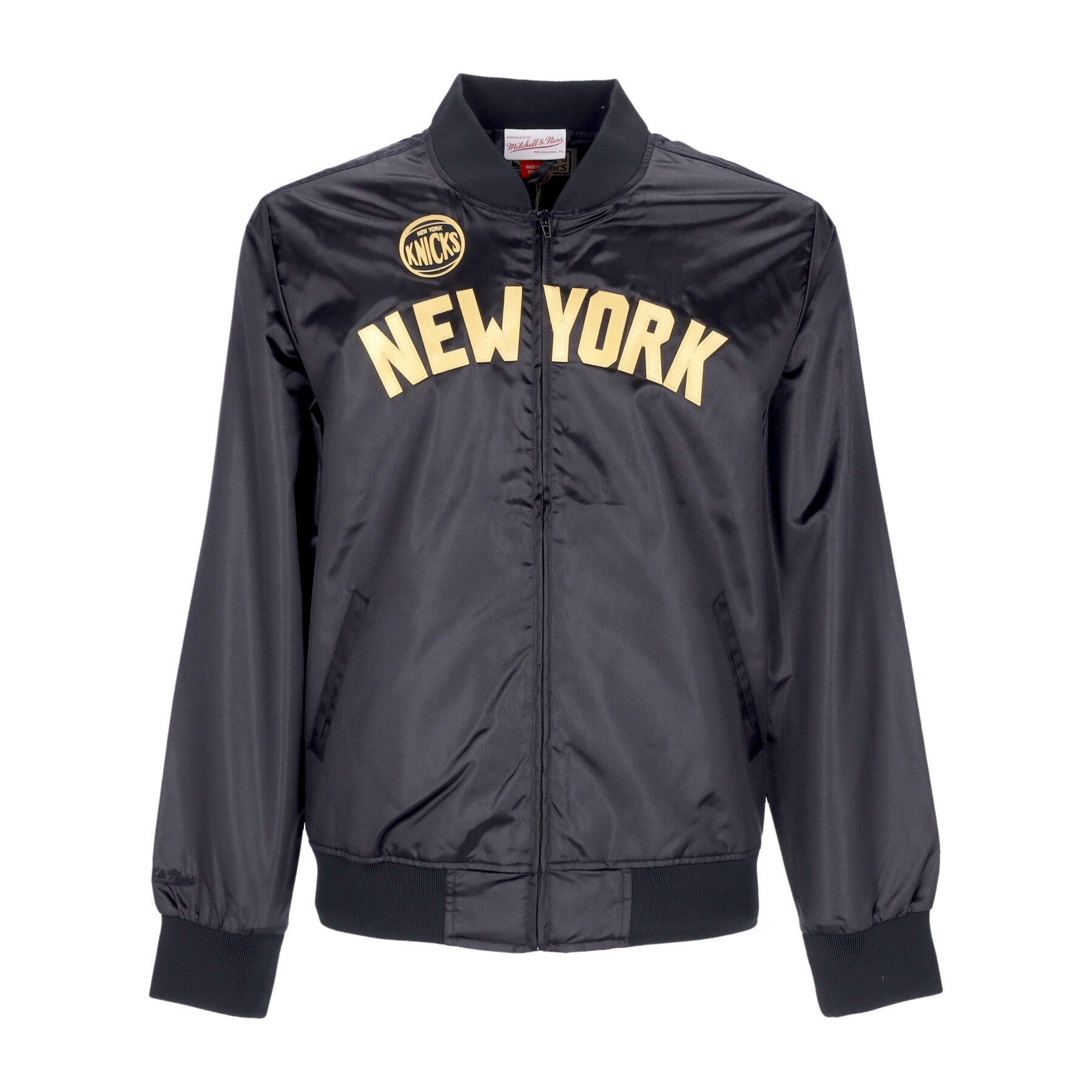 Mitchell & Ness, Giacchetta Uomo Nba Big Face 4.0 Satin Jacket Hardwood Classics Neykni, Black/original Team Colors