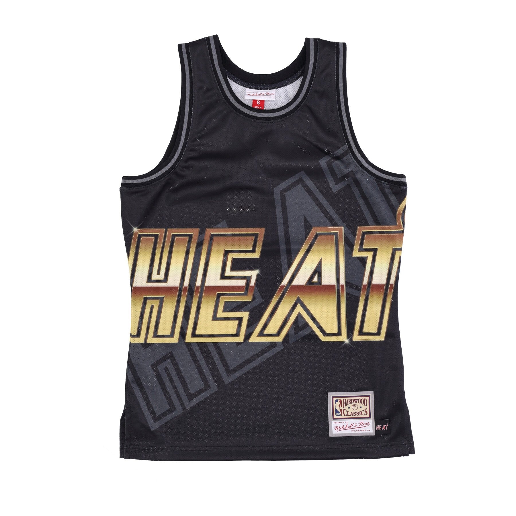 Mitchell & Ness, Canotta Tipo Basket Uomo Nba Big Face 4.0 Fashion Tank Hardwood Classics Miahea, Black/original Team Colors