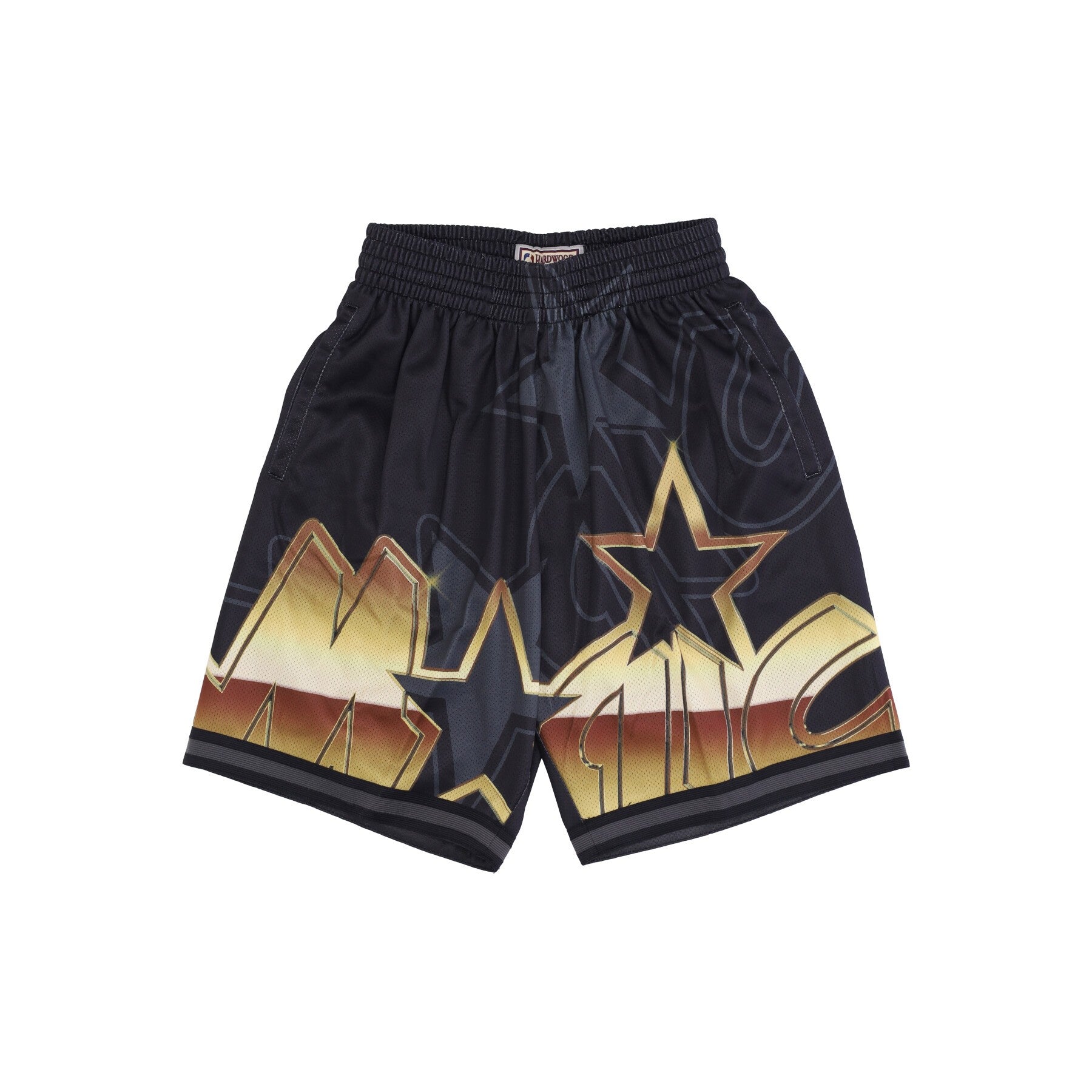 Mitchell & Ness, Pantaloncino Tipo Basket Uomo Nba Big Face 4.0 Fashion Short Hardwood Classics Orlmag, Black/original Team Colors