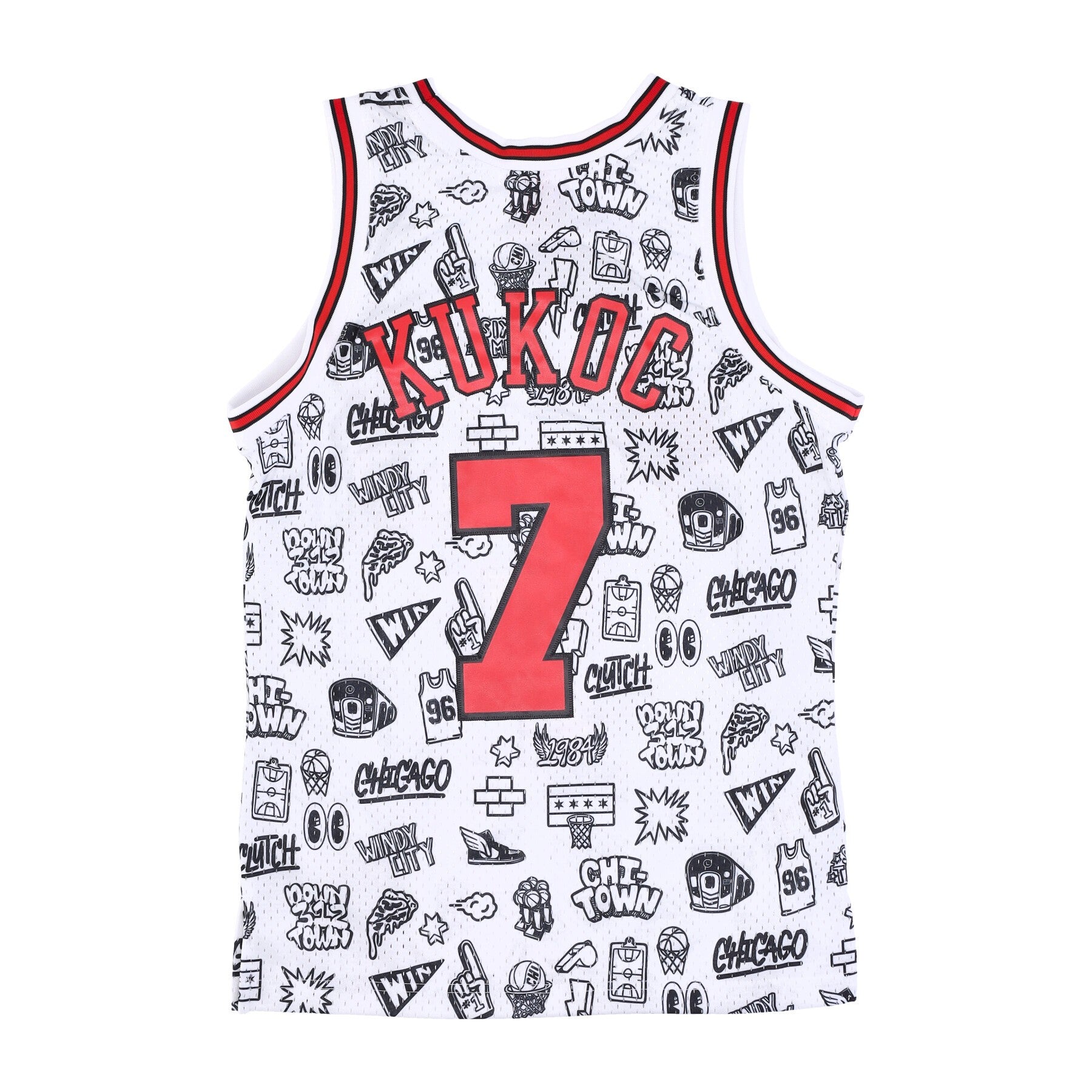 Mitchell & Ness, Canotta Basket Uomo Nba Doodle Swingman Jersey Hardwood Classics No 7 Toni Kukoc 1997-98 Chibul, 