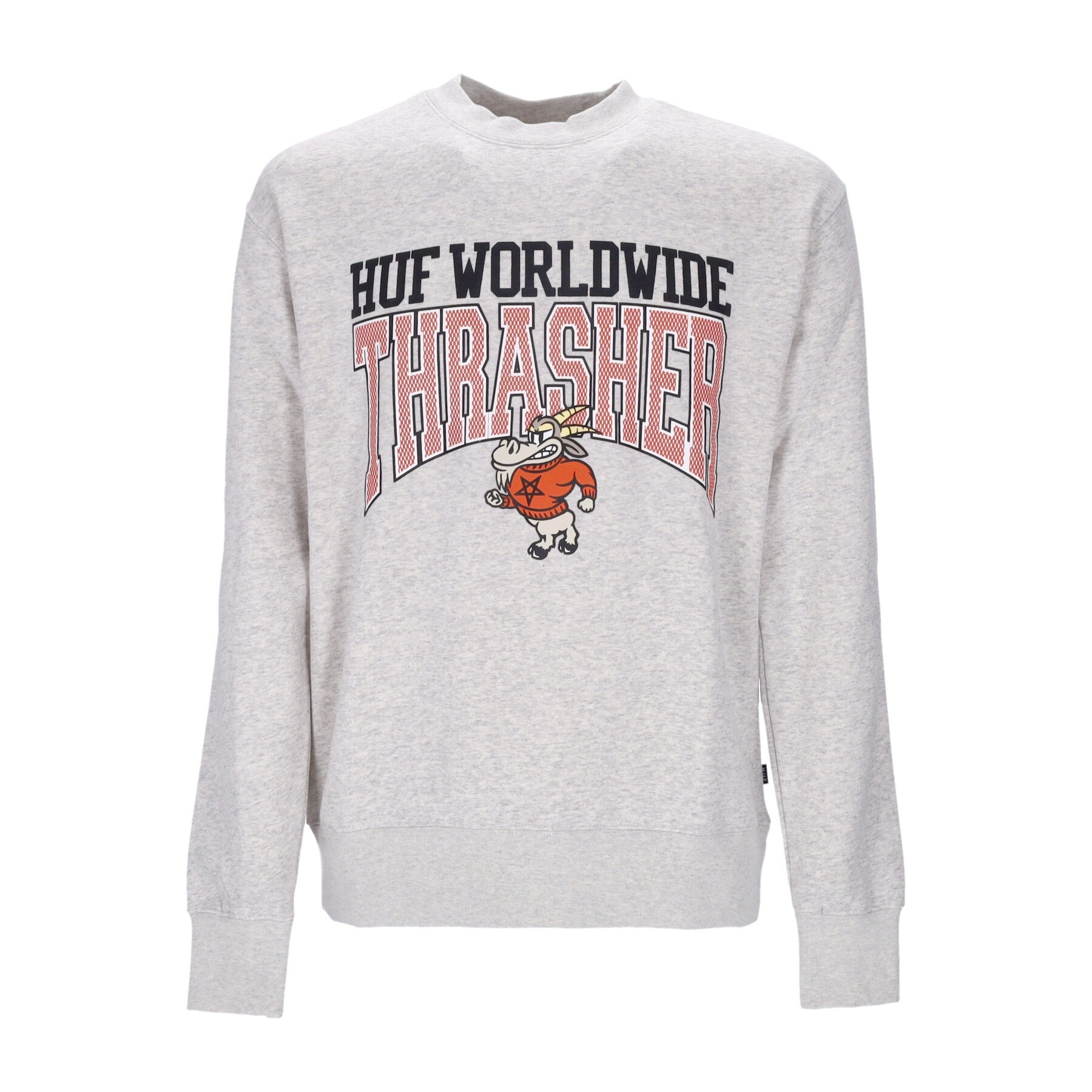 Huf, Felpa Girocollo Uomo Candlestick Crewneck X Thrasher, Athletic Heather