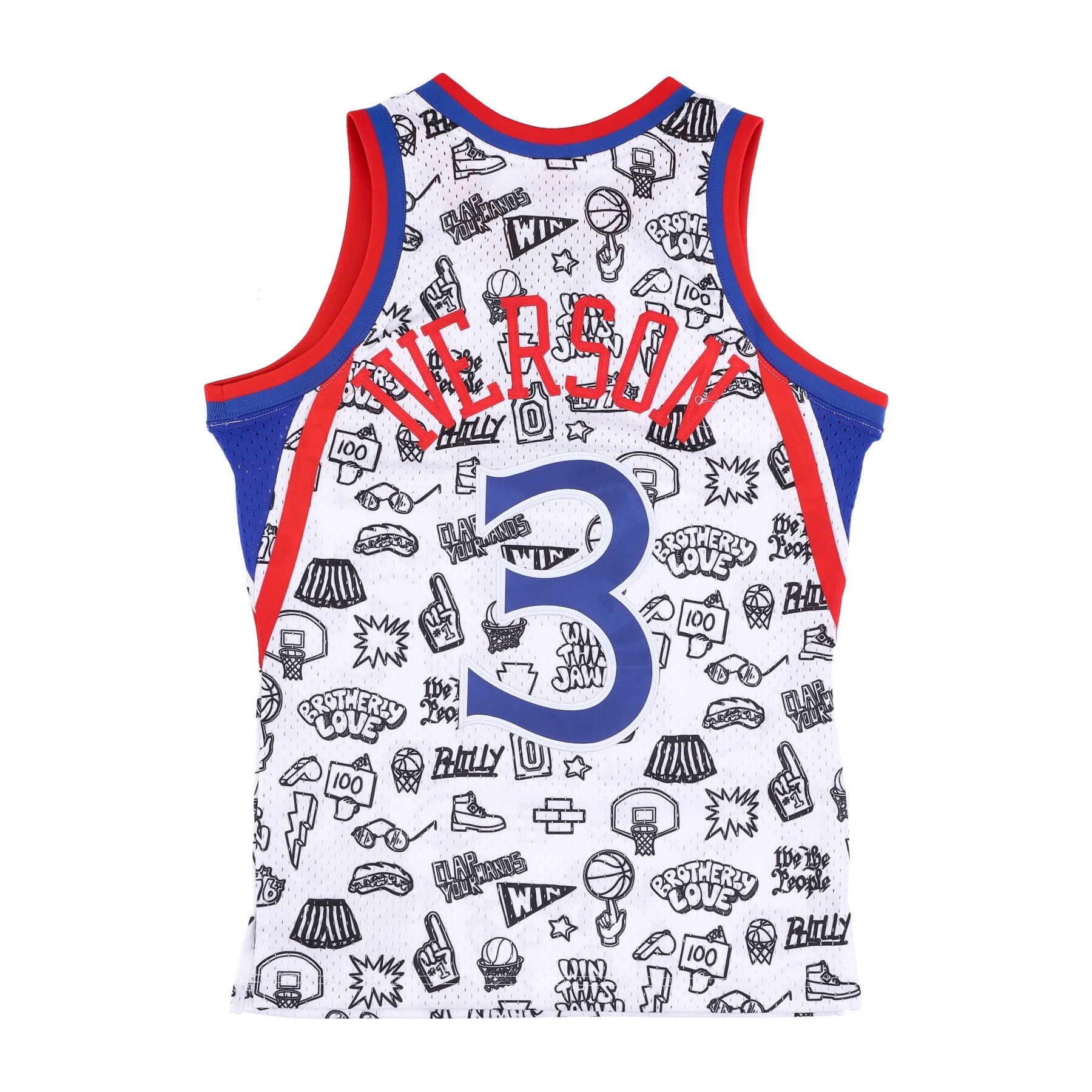 Mitchell & Ness, Canotta Basket Uomo Nba Doodle Swingman Jersey Hardwood Classics No 3 Allen Iverson 1996-97 Phi76e, 