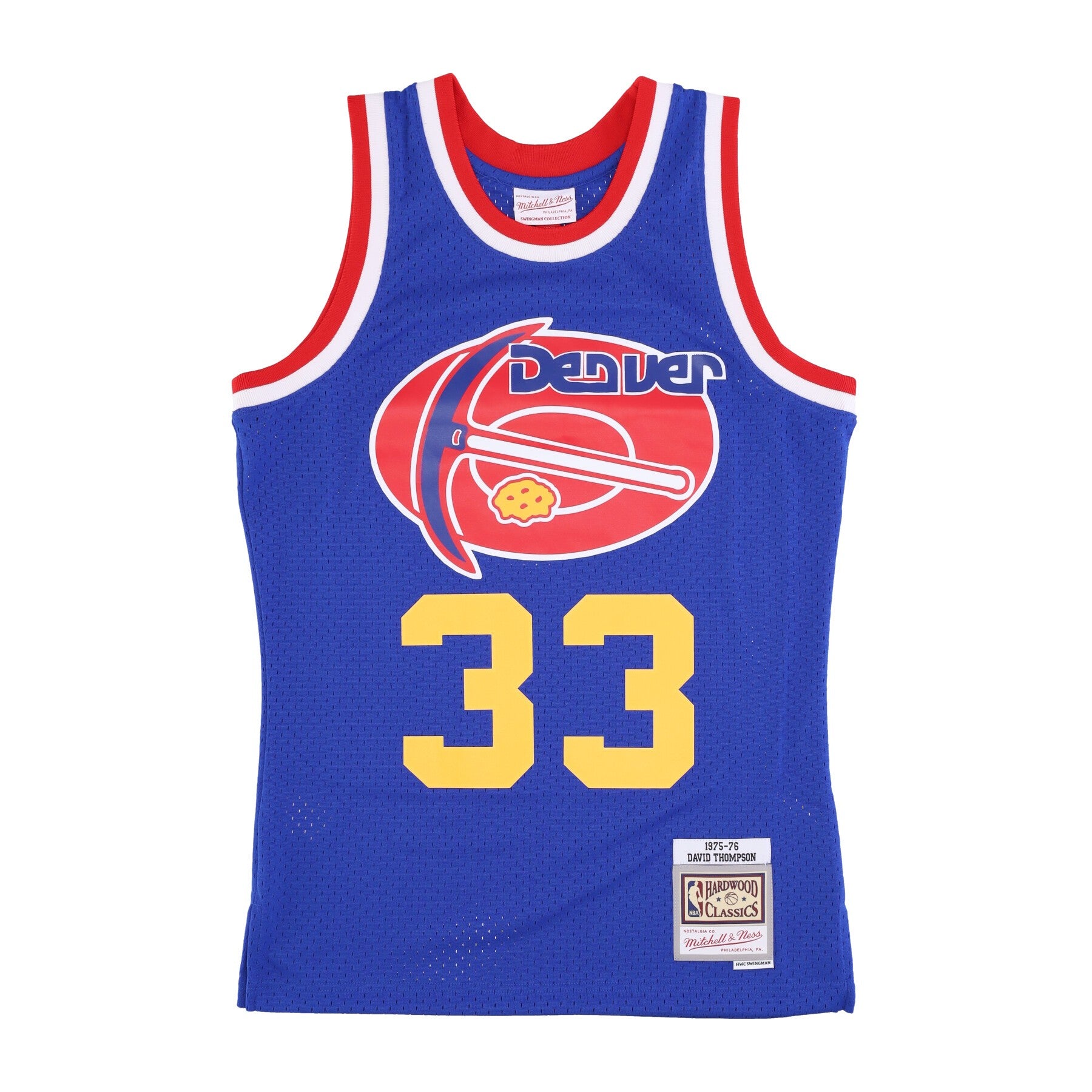 Mitchell & Ness, Canotta Basket Uomo Nba Dark Jersey Hardwood Classics No 33 Thompson 1975-76 Dennug, Original Team Colors