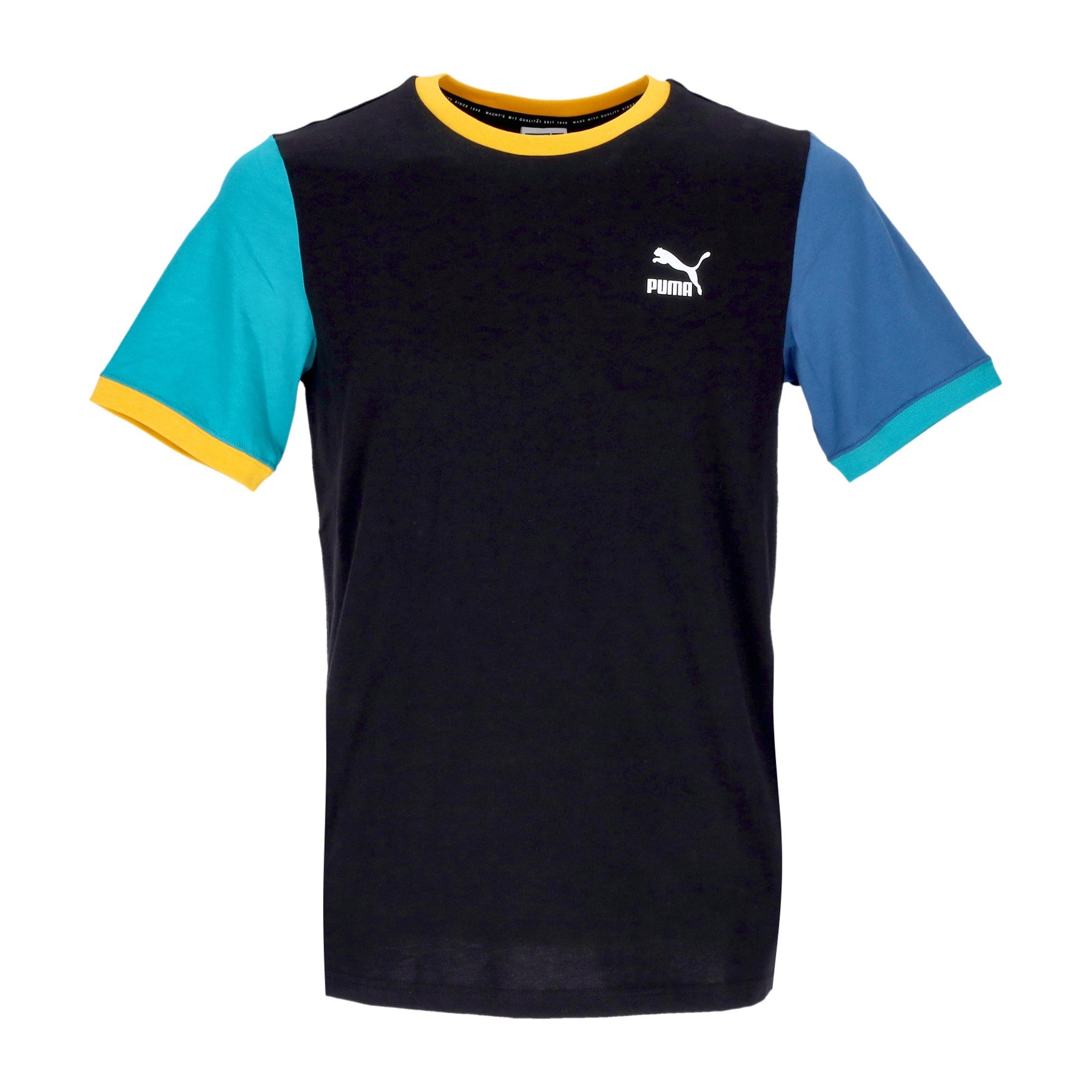 Puma, Maglietta Uomo Classics Block Tee, Black/deep Aqua