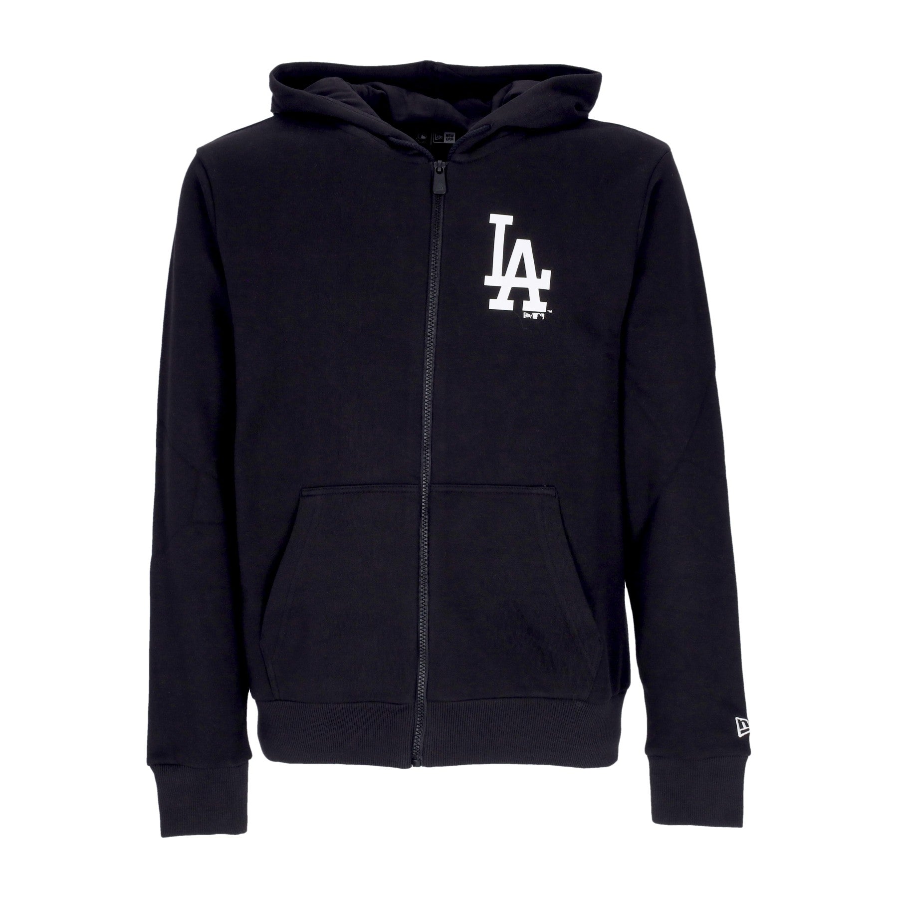 New Era, Felpa Cappuccio Zip Uomo Mlb League Essential Fz Losdod, Black/white