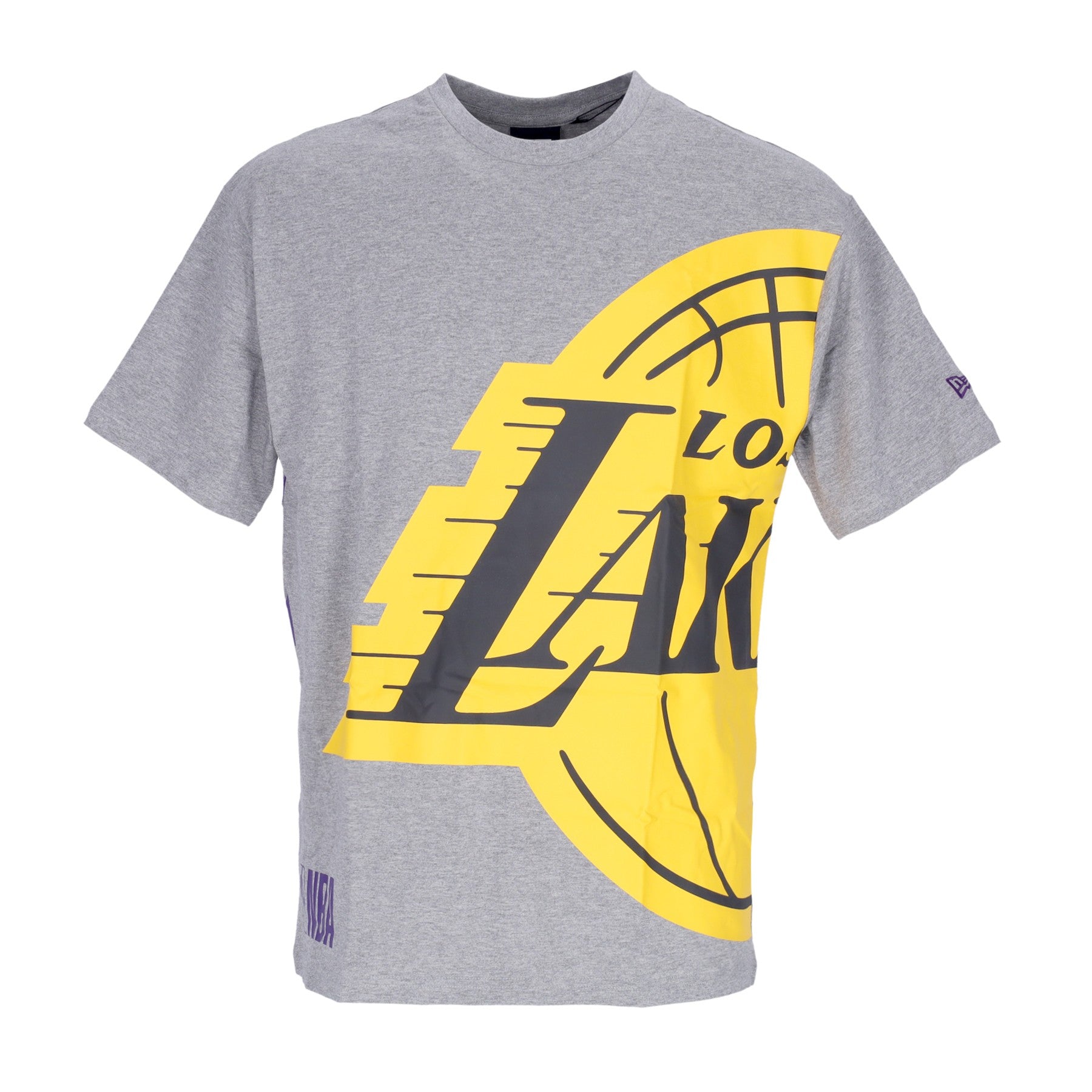 New Era, Maglietta Uomo Nba Half Logo Oversized Tee Loslak, Heather Grey/black