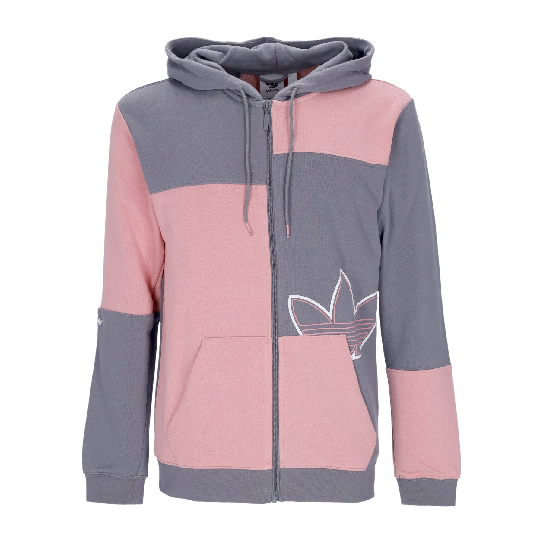 Adidas, Felpa Leggera Cappuccio Uomo Sport Ft Zip Hoody, Green Three/wonder Pink