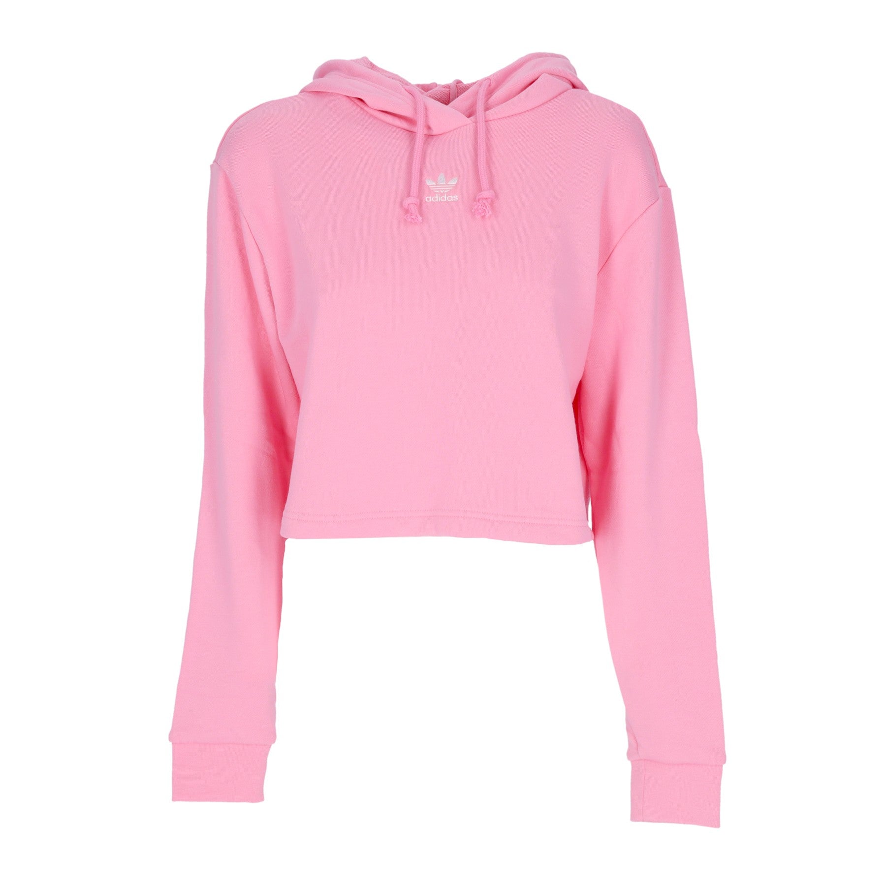 Adidas, Felpa Leggera Cappuccio Corta Donna Adicolor Essentials Crop Hoodie, Glow Pink