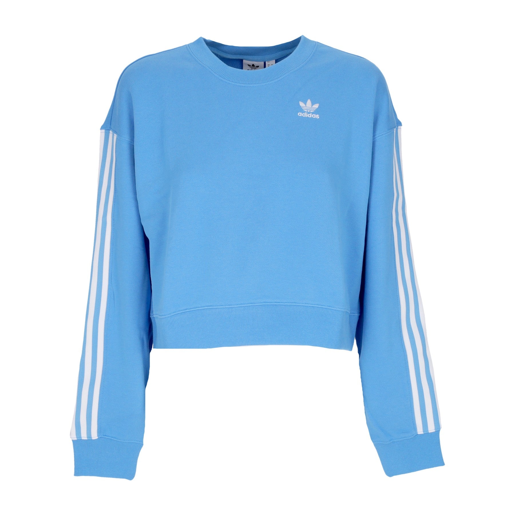 Adidas, Felpa Leggera Girocollo Donna Stripes Sweatshirt, Pulse Blue