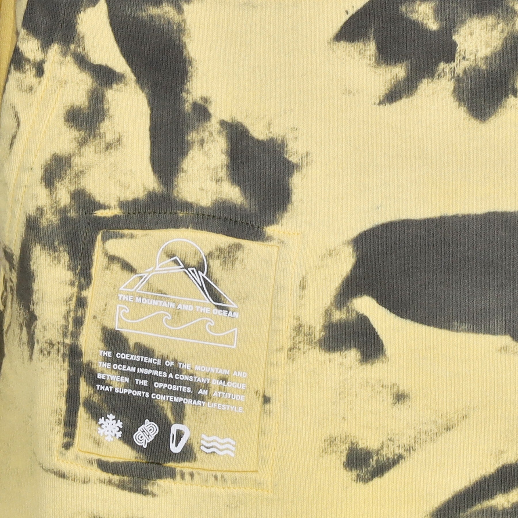 Leichtes Herren-Sweatshirt mit Kapuze, handgebürstet, gefärbt, Schwarz/Gelb