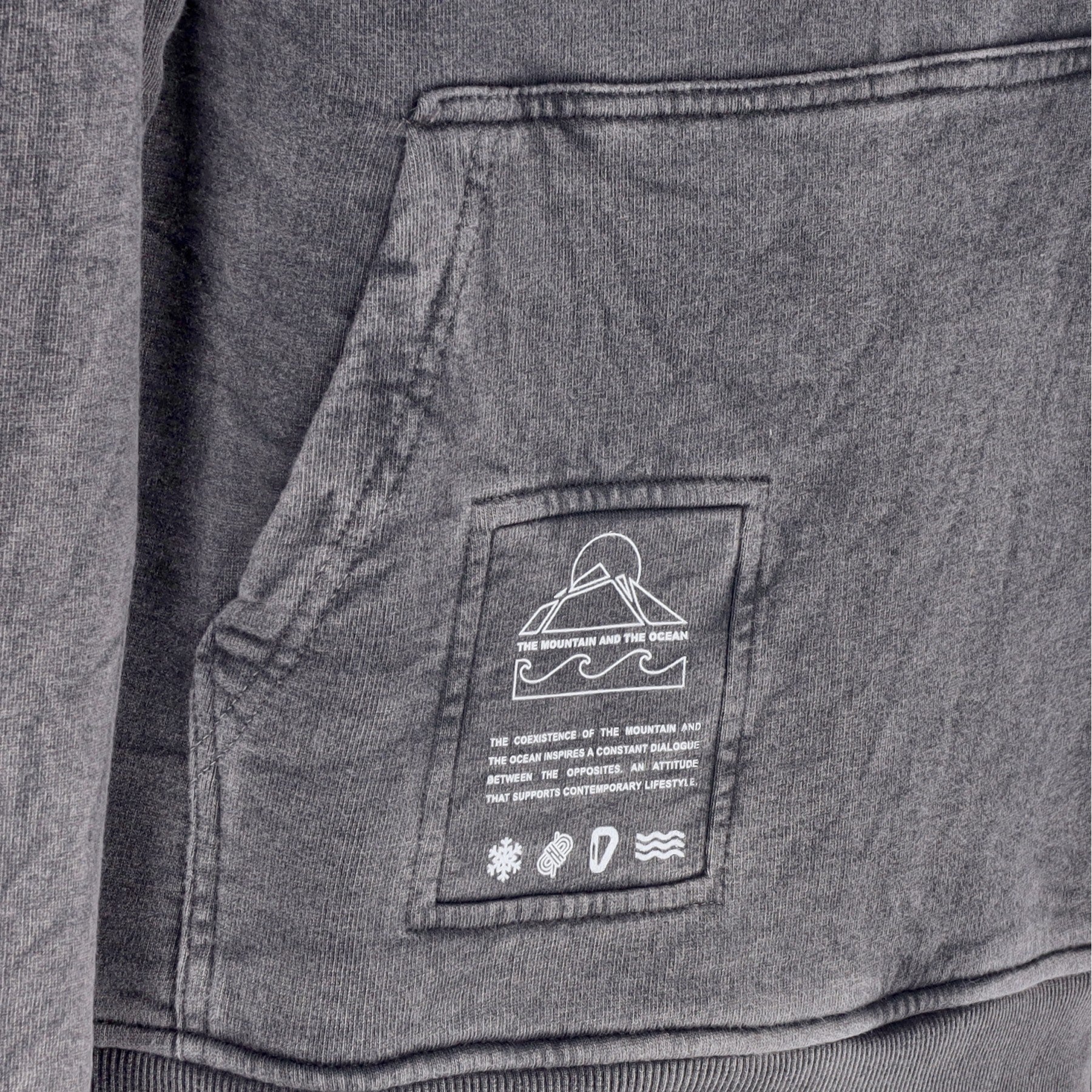 Leichtes Herren-Sweatshirt mit Kapuze, Stone Washed Logo-Hoodie in Schwarz