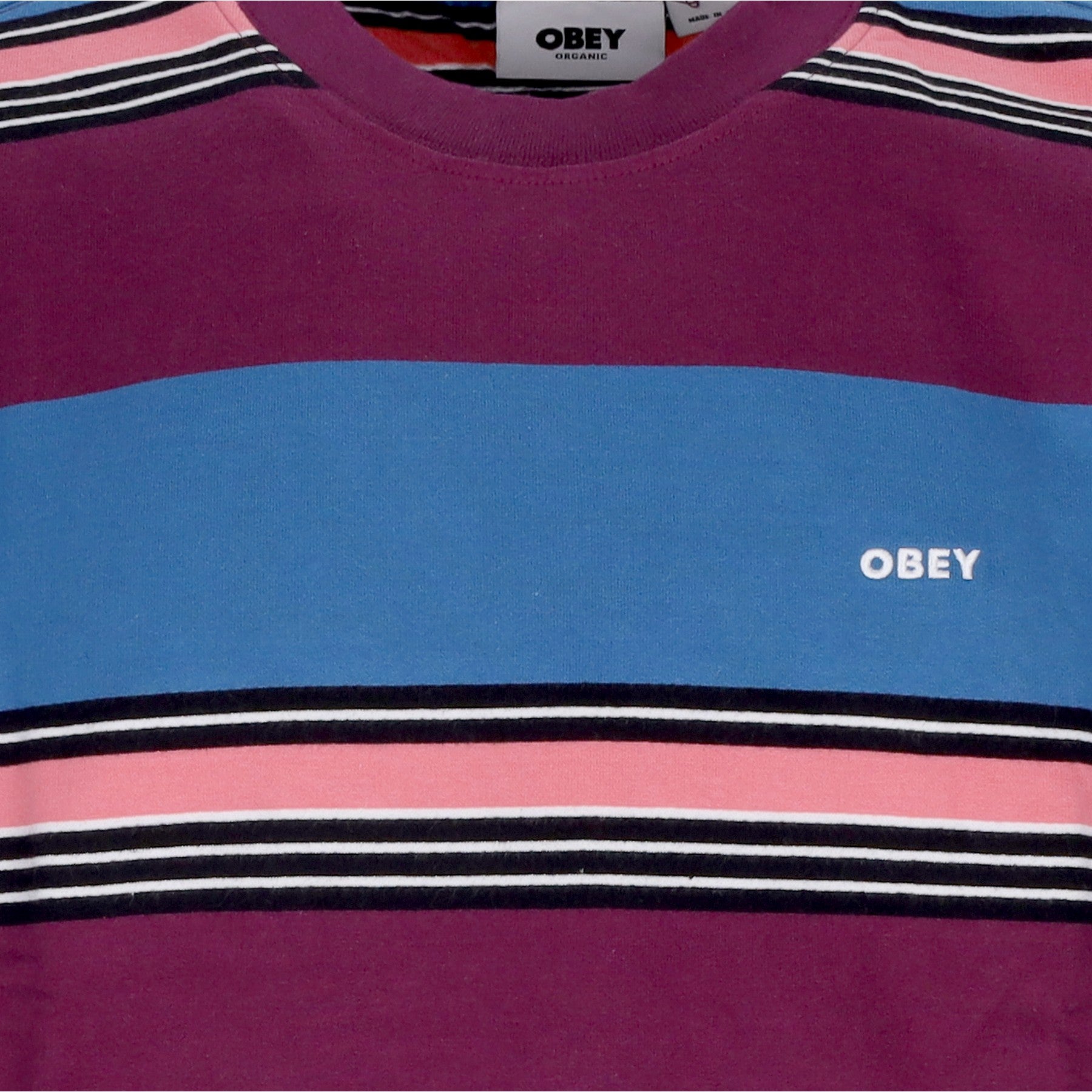 Obey, Felpa Girocollo Uomo Ender Stripe Crew Specialty Fleece, 