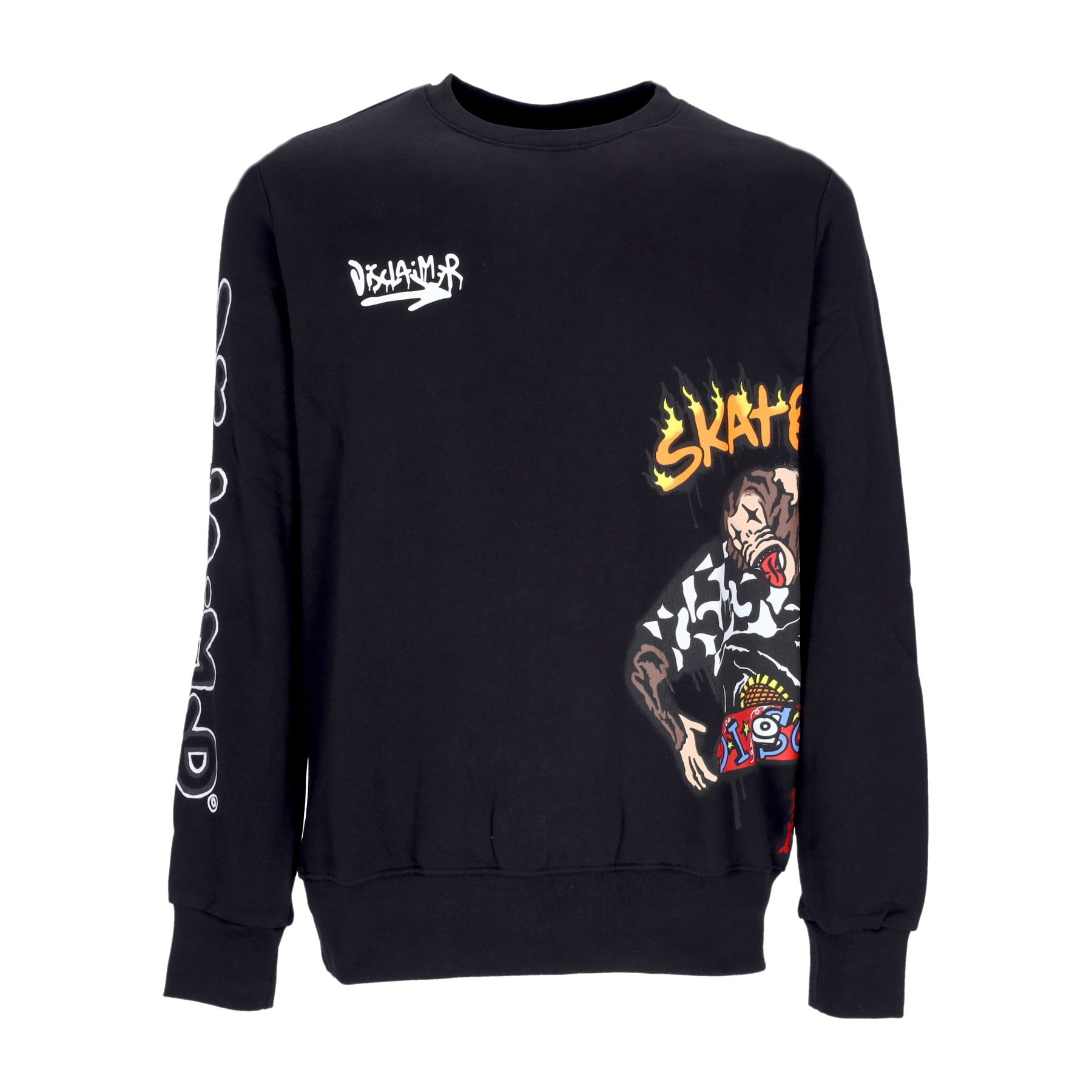 Leichtes Herren-Sweatshirt mit Rundhalsausschnitt Skate Crewneck Schwarz