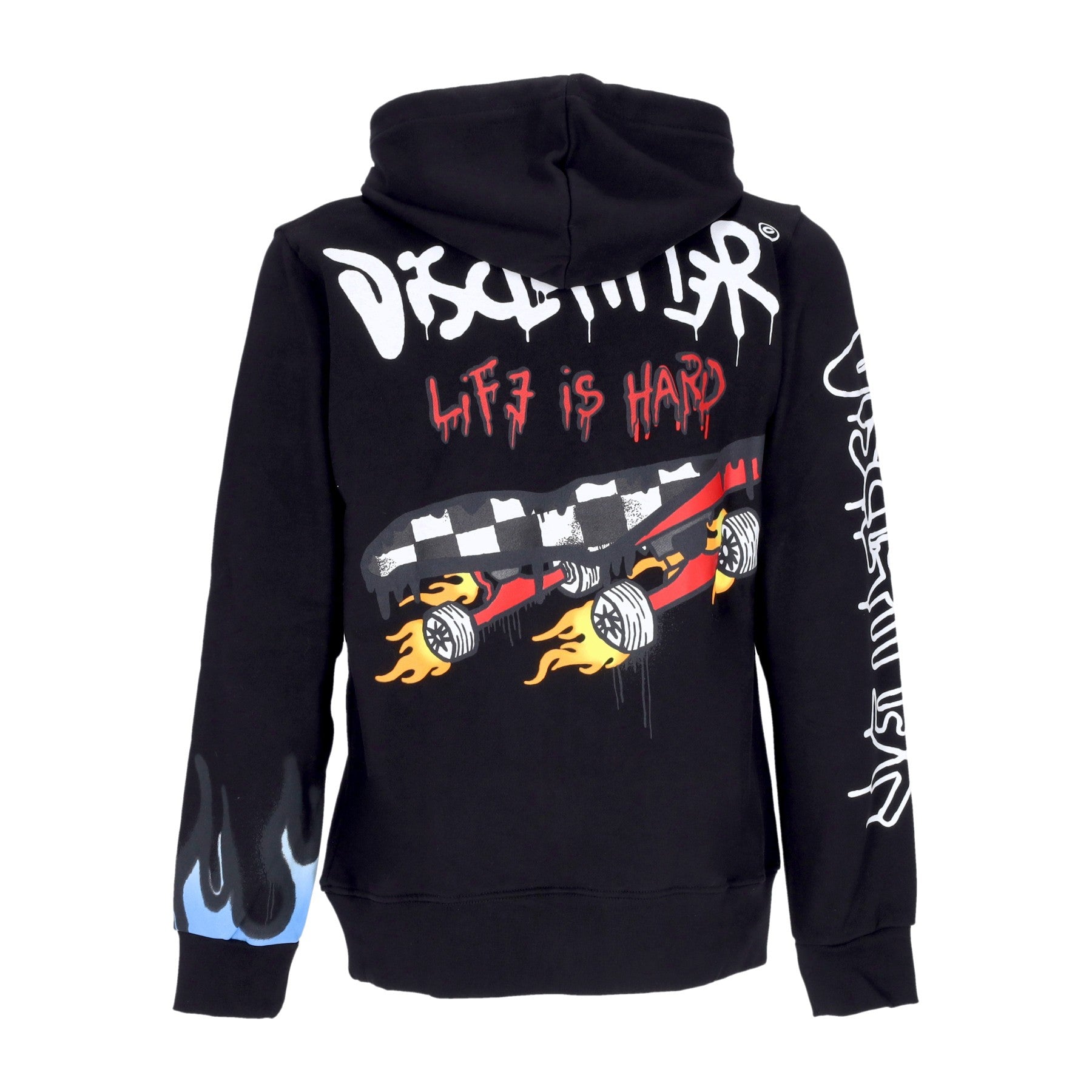 Felpa Leggera Cappuccio Uomo Life Is Hard Hoodie Black