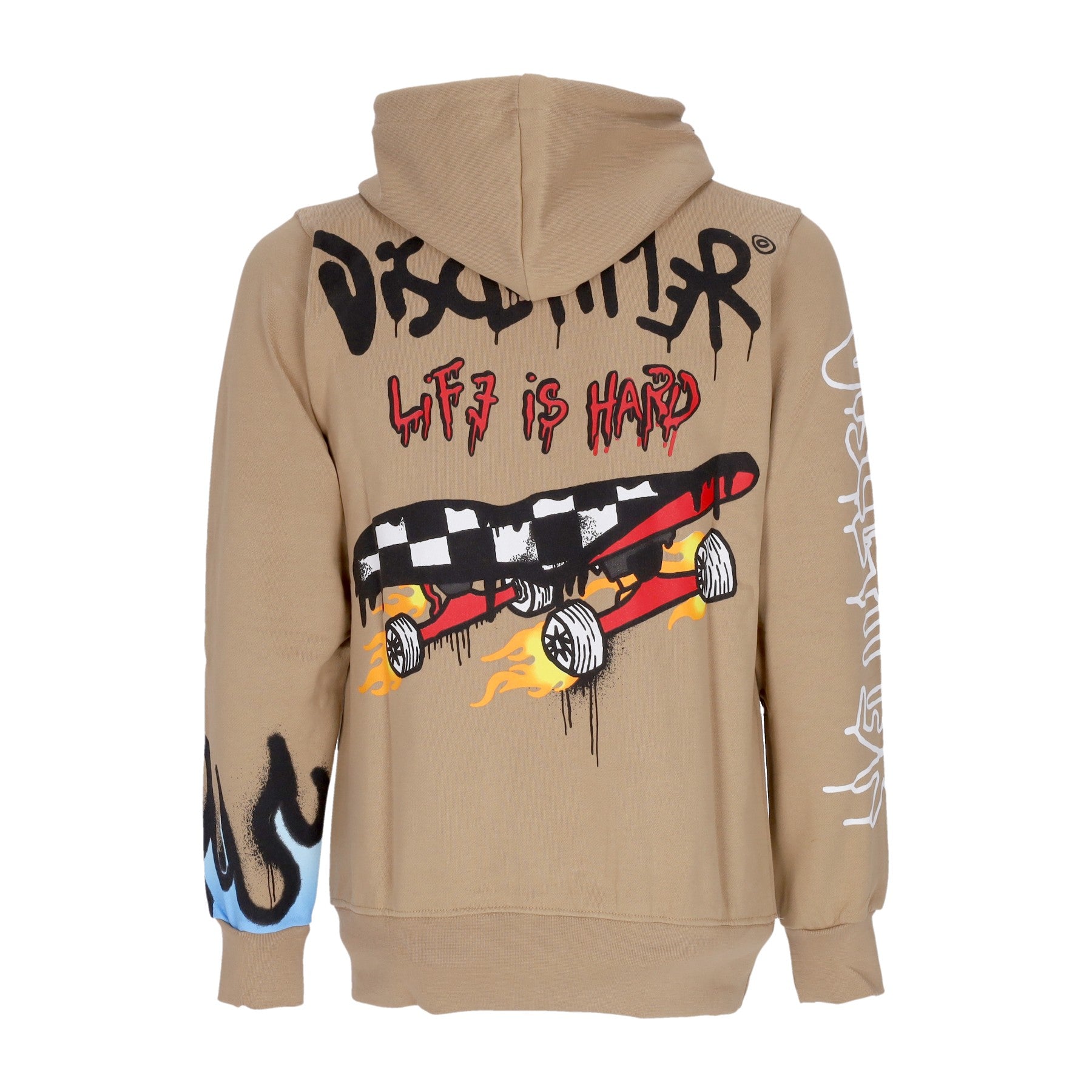 Felpa Leggera Cappuccio Uomo Life Is Hard Hoodie Brown