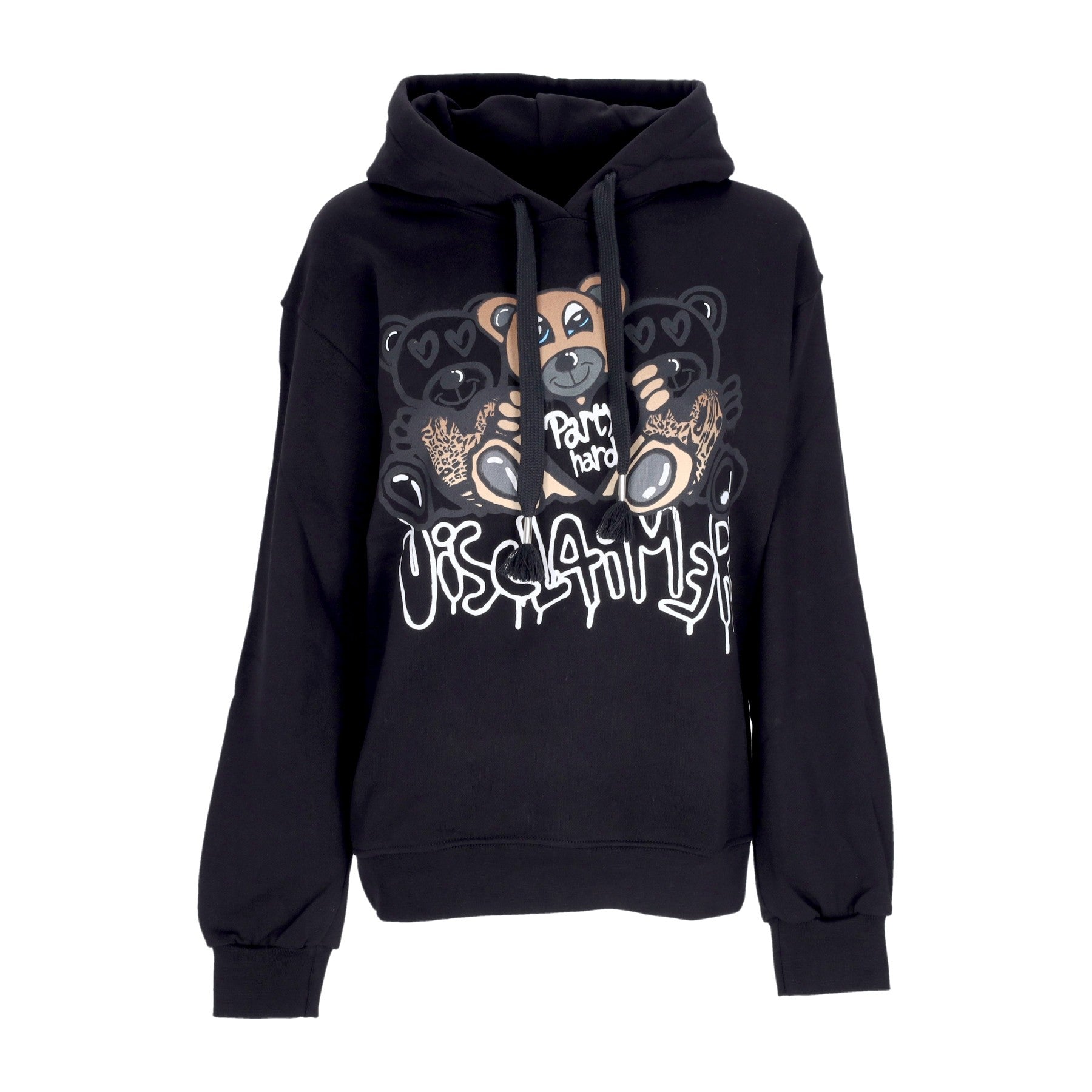 Leichtes Damen-Sweatshirt mit Kapuze, Party Hard Hoodie, Schwarz