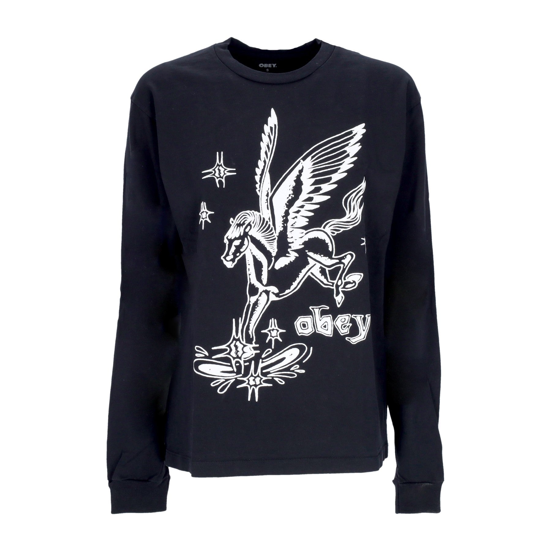 Obey, Maglietta Manica Lunga Donna Pegasus Custom Box L/s Tee, Off Black