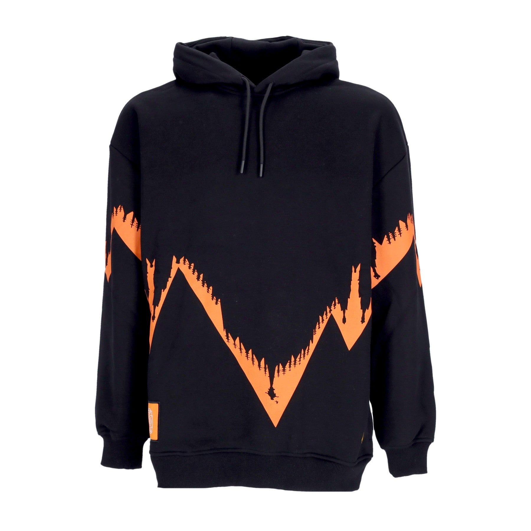 Dolly Noire, Felpa Cappuccio Uomo Bench Milano Outline Oversize Hoodie, Black/red