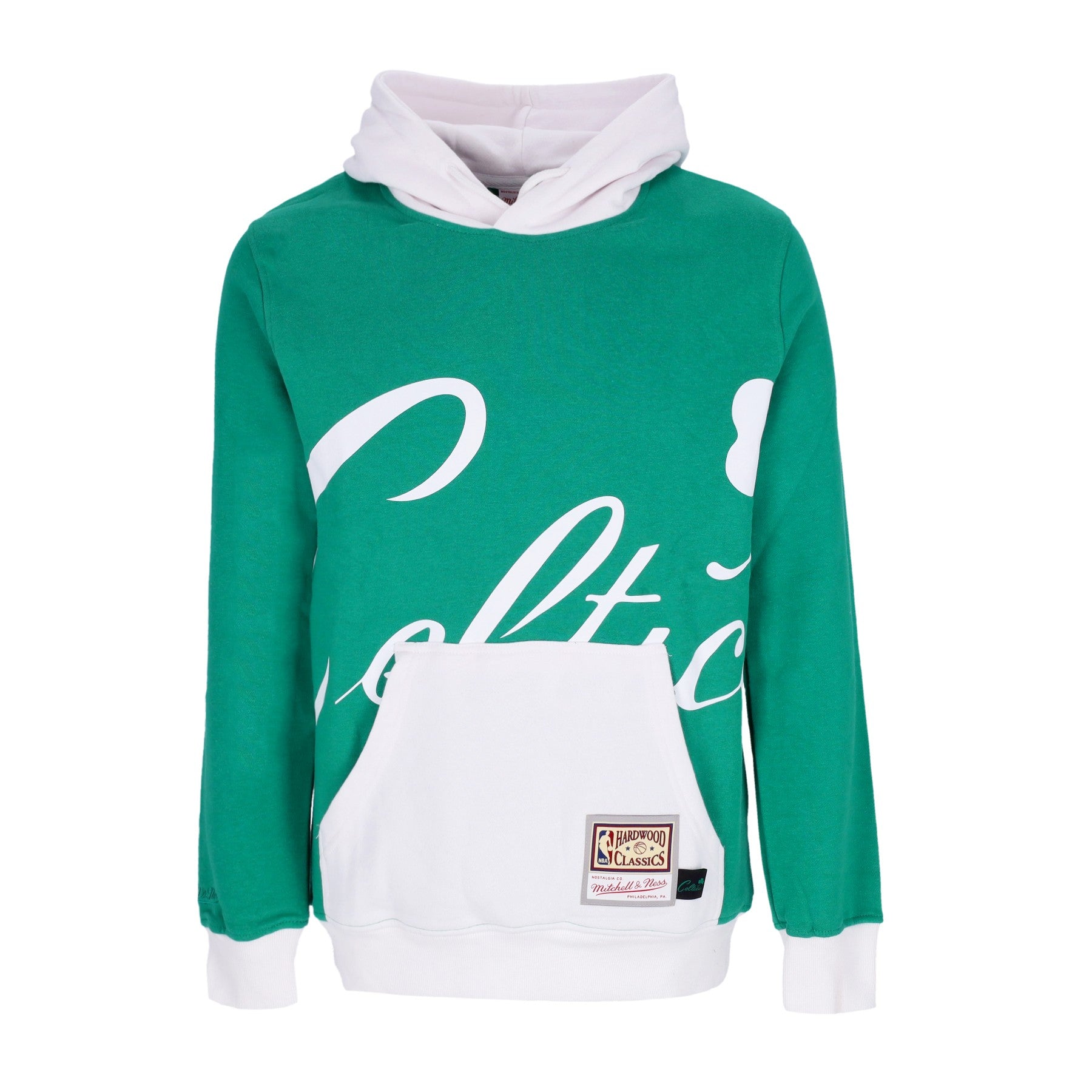 Mitchell & Ness, Felpa Cappuccio Uomo Nba Big Face Hoodie 5.0 Hardwood Classics Boscel, Green