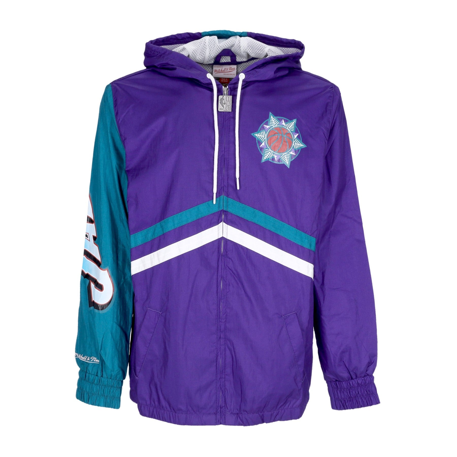 Mitchell & Ness, Giacca A Vento Uomo Nba Undeniable Full Zip Windbreaker Hardwood Classics Utajaz, Purple