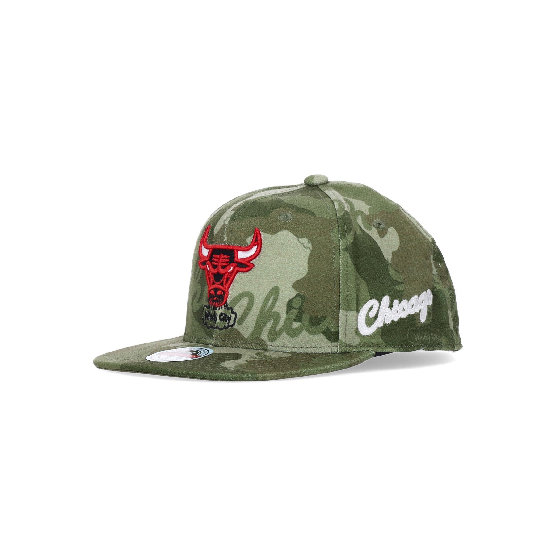 Mitchell & Ness, Cappellino Visiera Piatta Uomo Nba Tonal Camo Stretch Fitted Hardwood Classics Chibul, Camo Green