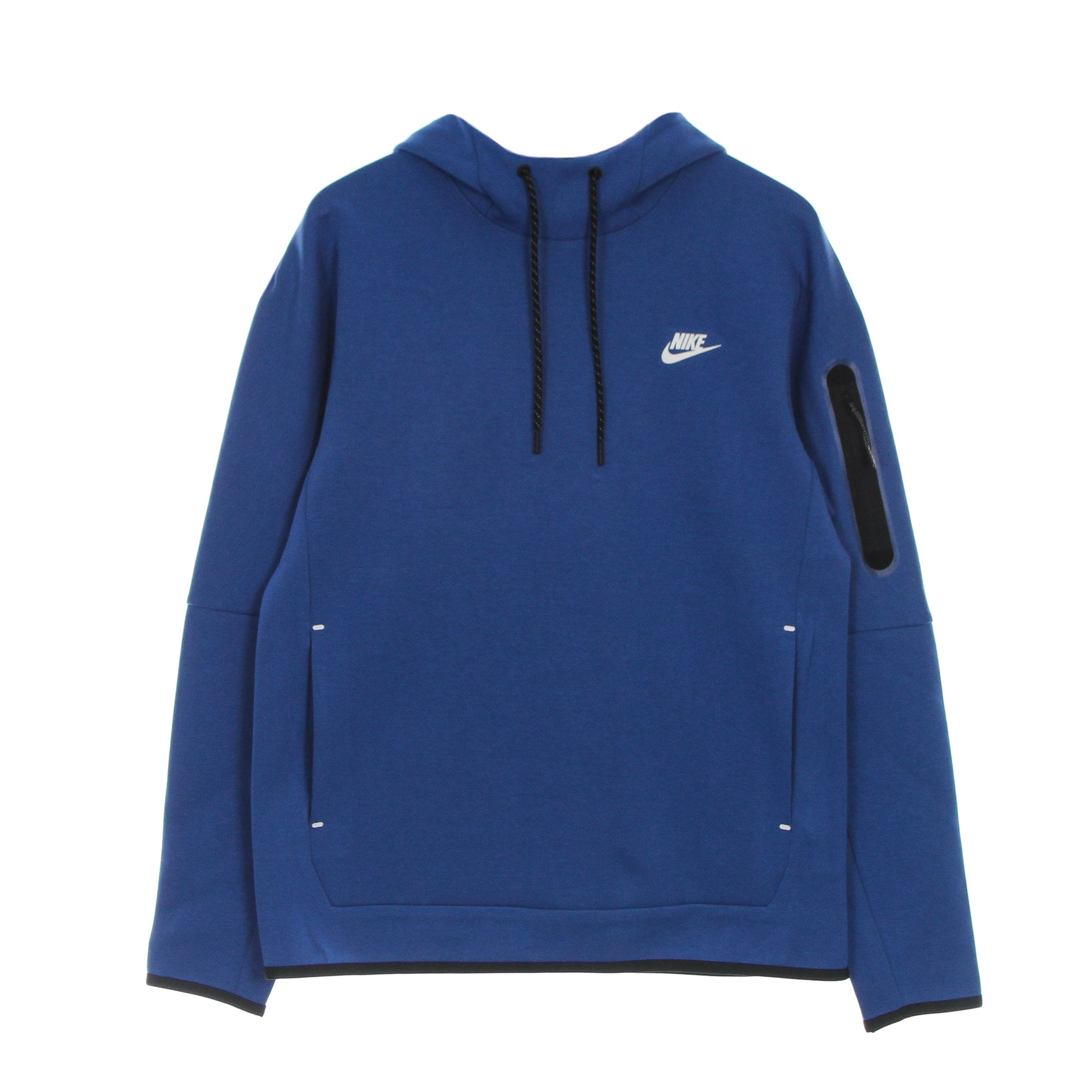 Nike, Felpa Leggera Cappuccio Uomo Tech Fleece Po Hoodie, Dk Marina Blue/light Bone