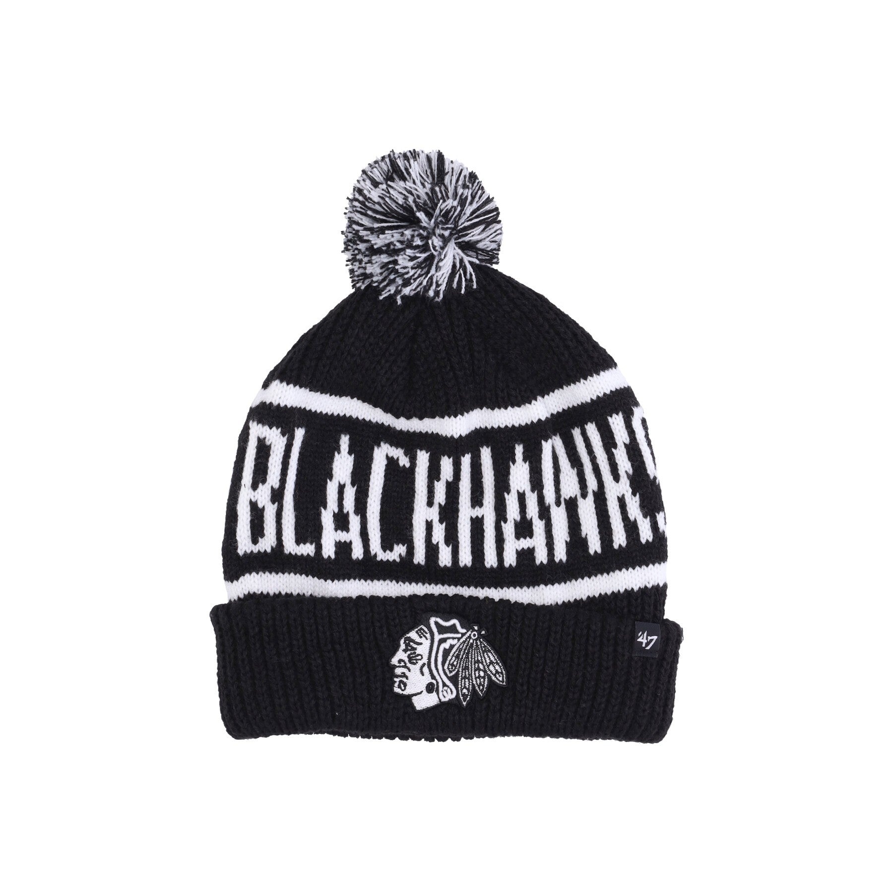 47 Brand, Cappello Pom Pom Uomo Nhl Calgary Pom Beanie Chibla, Black