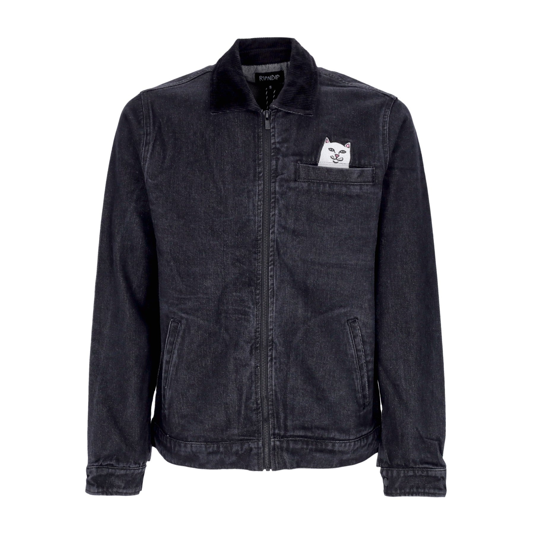 Giubbotto Uomo La Brea Peeking Nermal Work Jacket Black Washed Denim