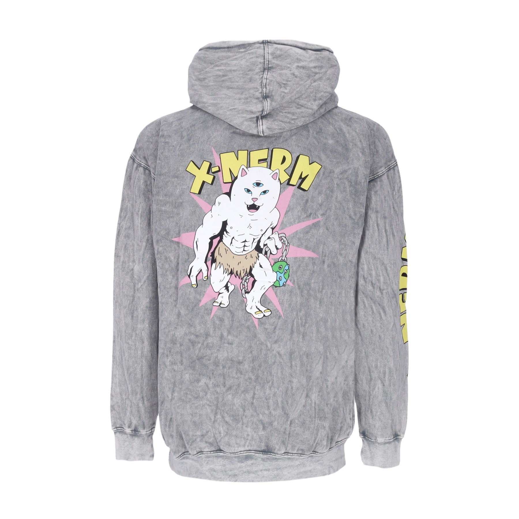 Ripndip, Felpa Cappuccio Uomo X-nerm Hoodie, Charcoal Mineral Wash