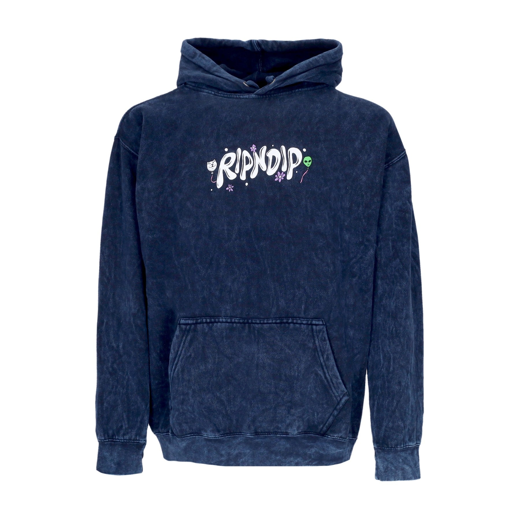 Herren Super High Hoodie Navy Mineral Wash