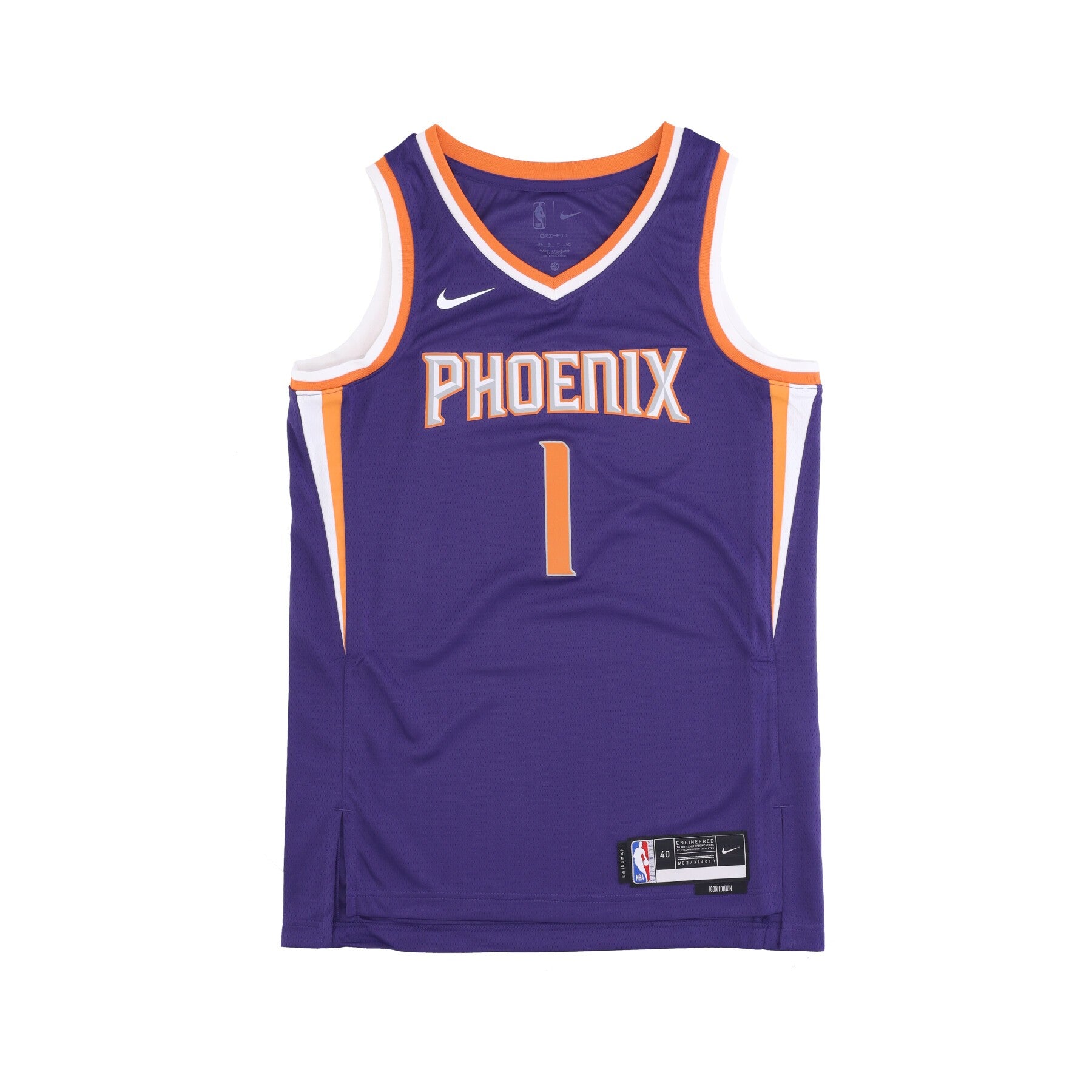 Nike Nba, Canotta Basket Uomo Nba Icon Edition Dri-fit Swingman Jersey No 1 Devin Booker Phosun, New Orchid