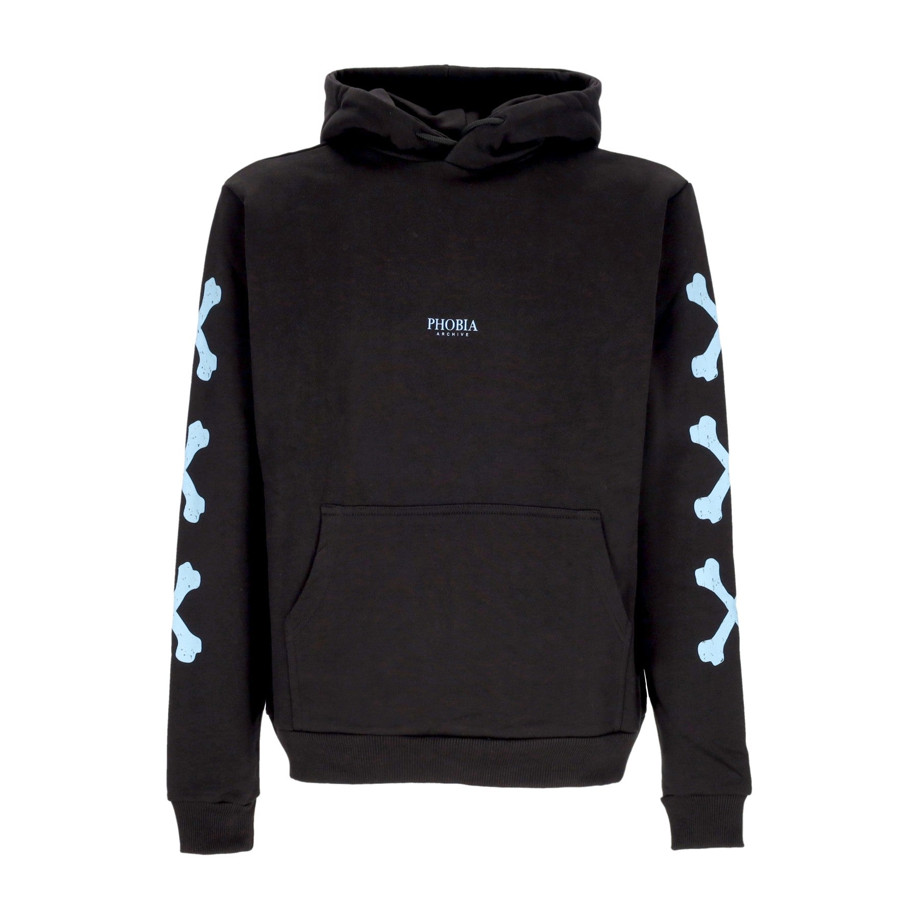 Phobia, Felpa Leggera Cappuccio Uomo Cross Bones Hoodie, Black/light Blue