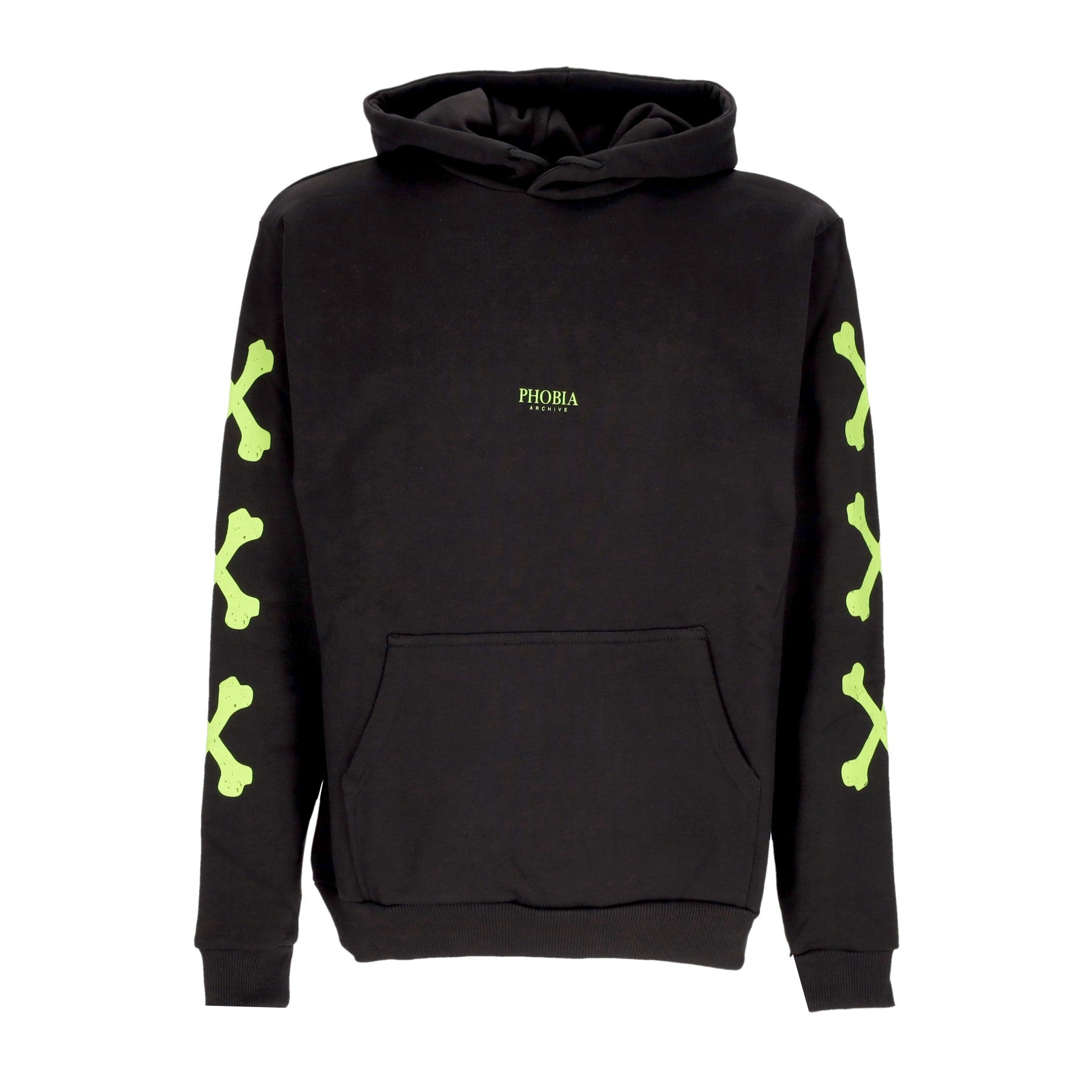 Phobia, Felpa Leggera Cappuccio Uomo Cross Bones Hoodie, Black/green