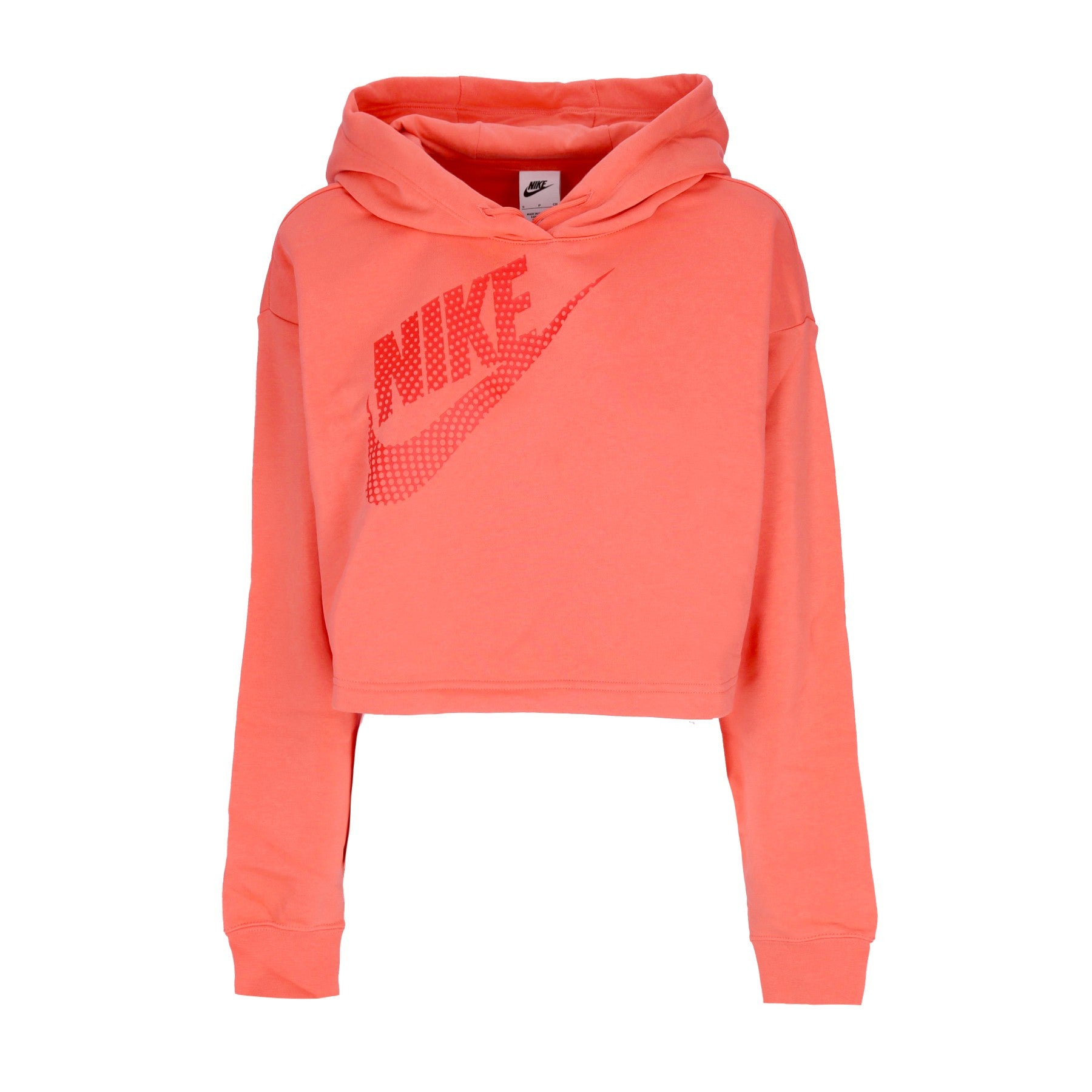 Nike, Felpa Cappuccio Corta Donna Sportswear Fleece Pullover Crop Hoodie, Magic Ember