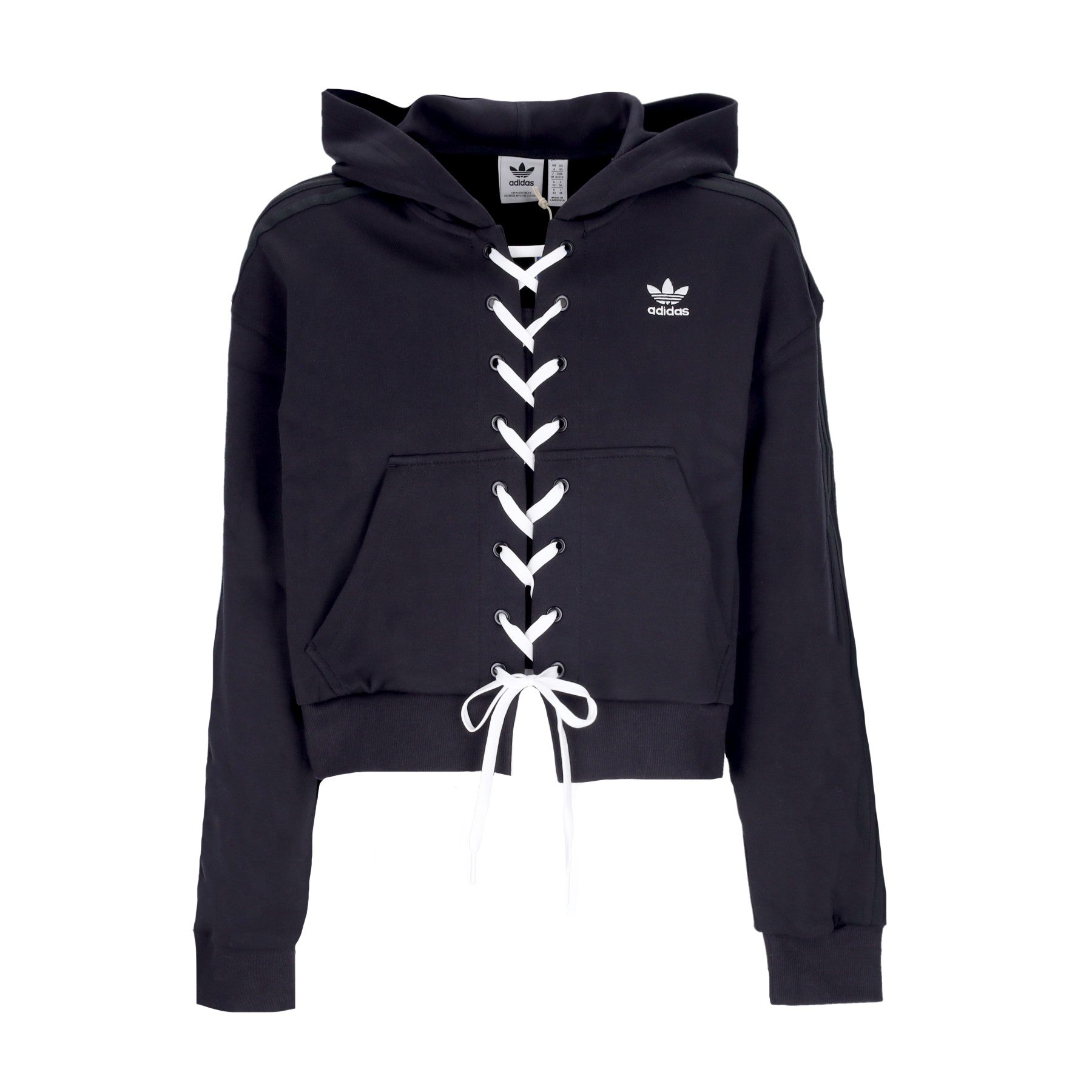 Adidas, Felpa Leggera Cappuccio Corta Donna Always Original Laced Hoodie, Black