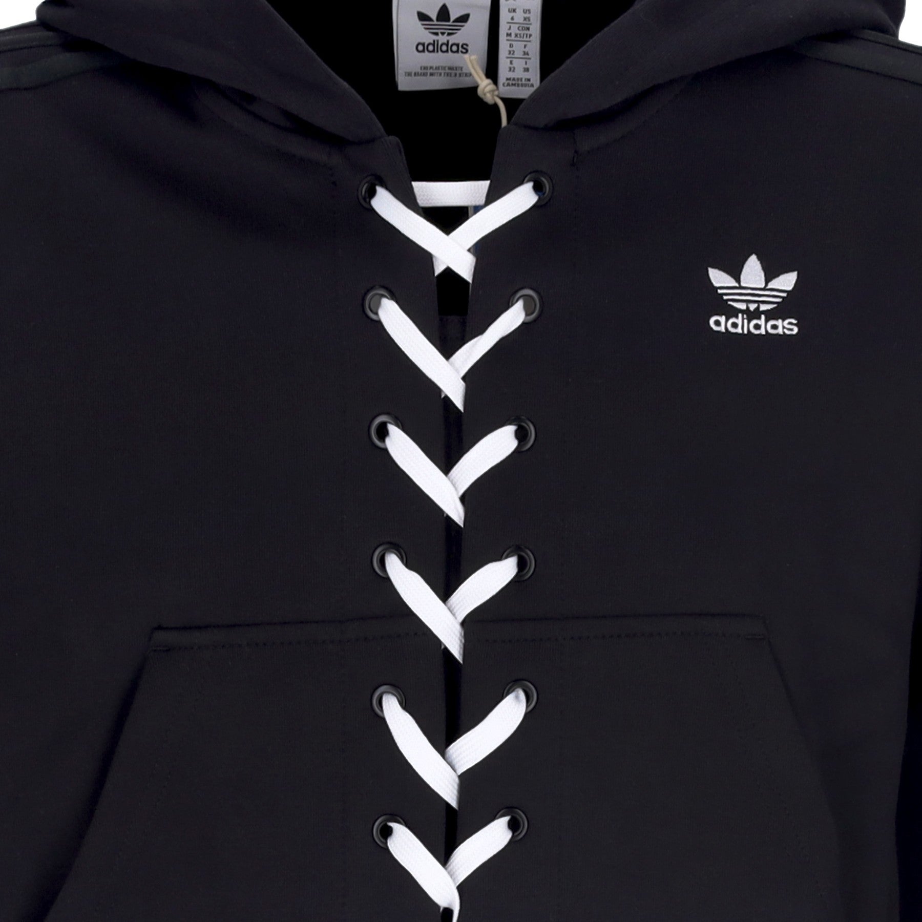 Adidas, Felpa Leggera Cappuccio Corta Donna Always Original Laced Hoodie, 