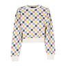 Vans, Felpa Girocollo Corta Donna All Over L/s Crewneck, White/marshmallow